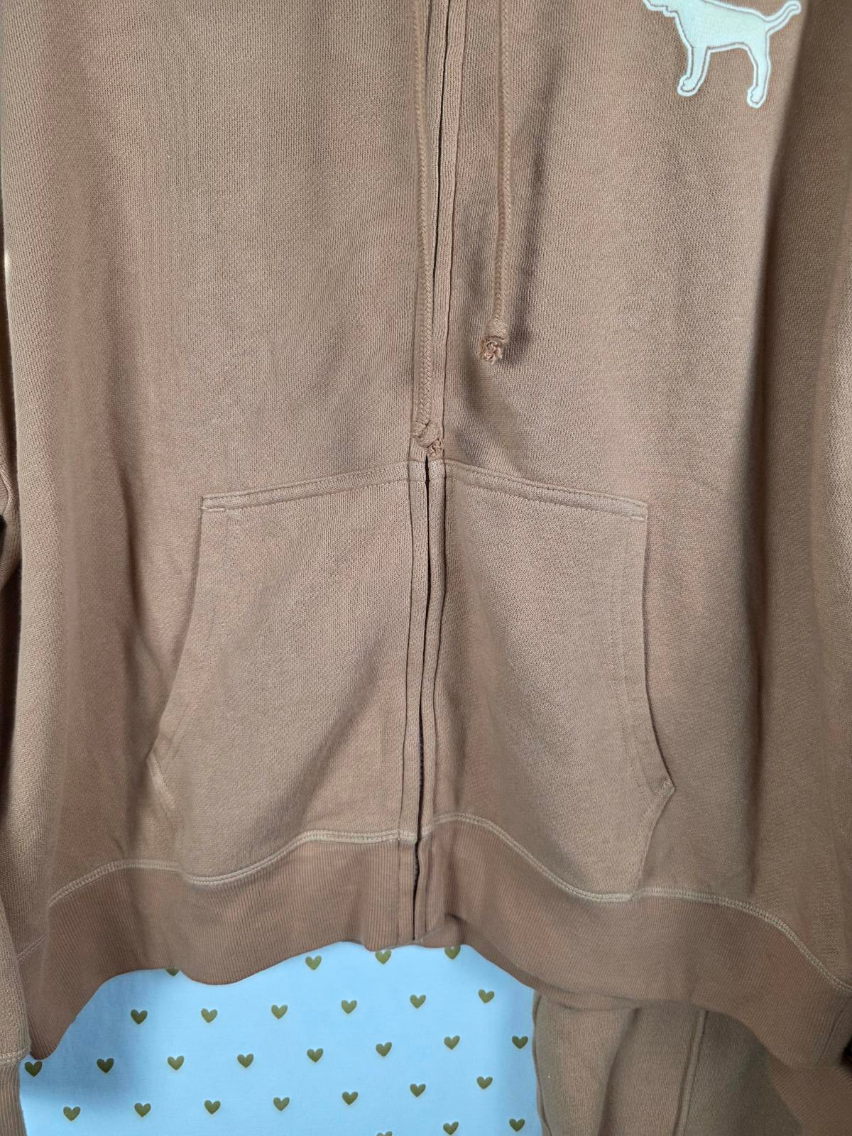 Victorias Secret Pink Brown NWT SET Hoodie Jacket Flared Sweatpants Medium large