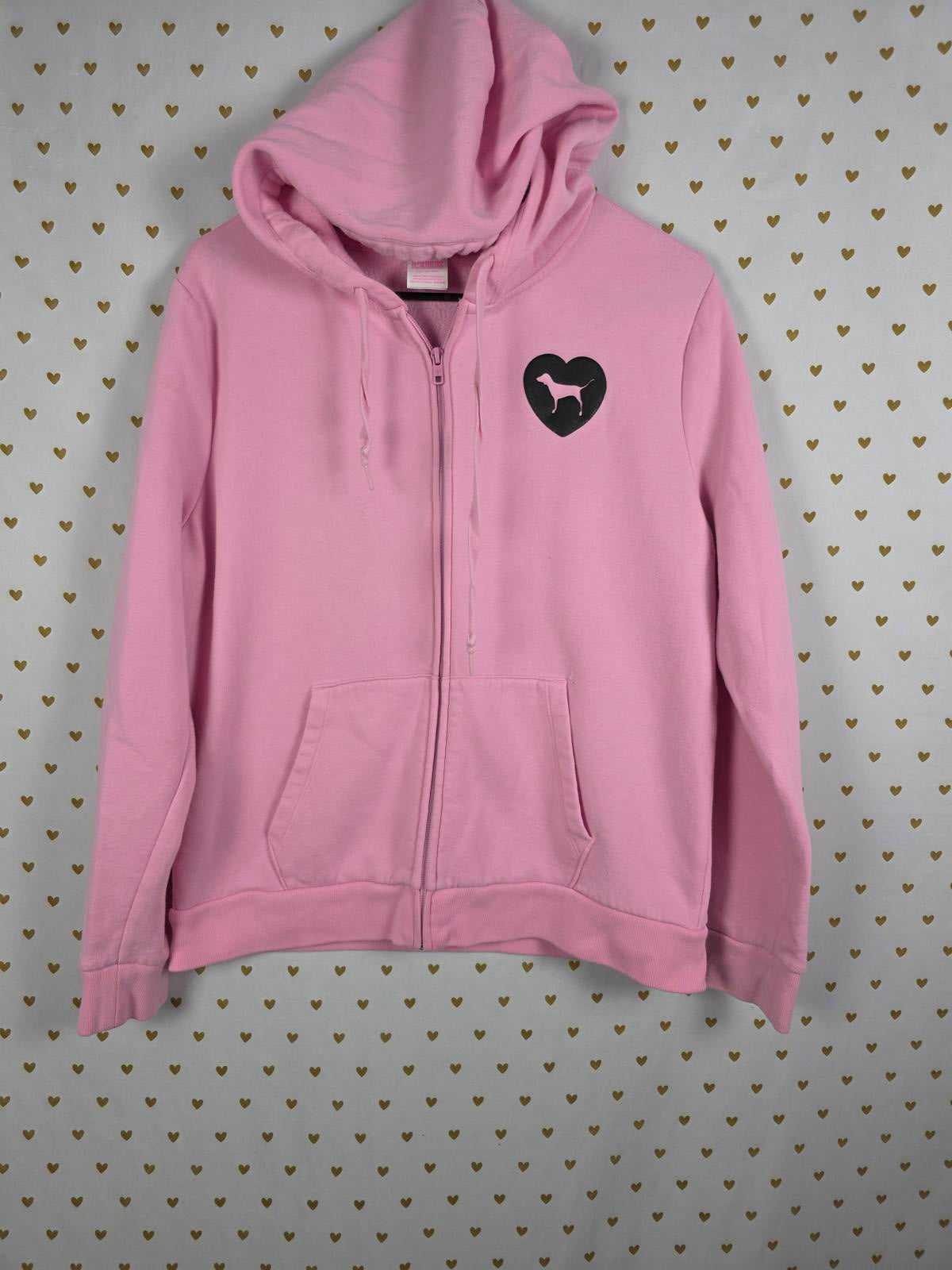 Victorias Secret Pink LOVE Originals CAMPUS Hoodie Pullover Sweater L