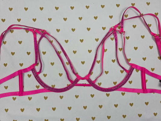 Victoria's Secret Shine Strappy Rhinestone Open-Cup Triangle NEW NWT XS