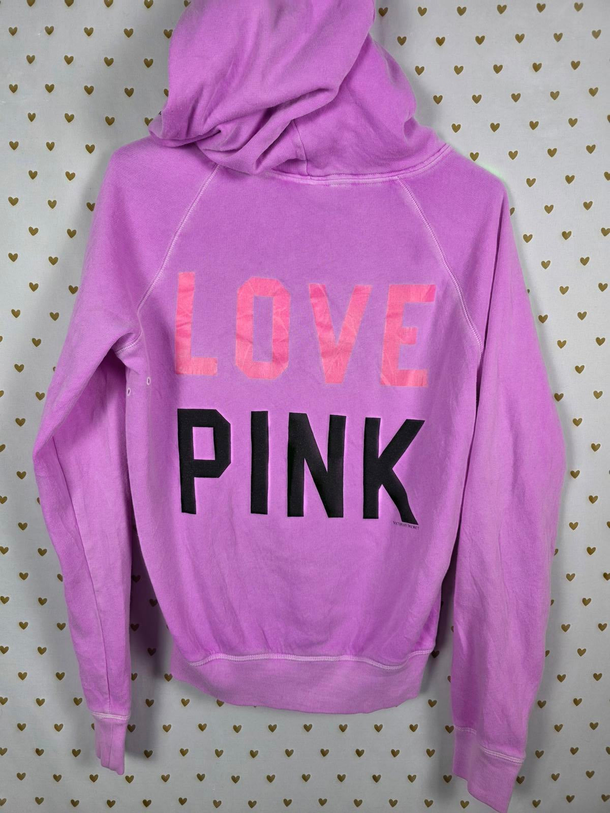 Victorias Secret Pink LOVE ZEBRA vintage Full Zip Hoodie Jacket PURPLE Rare XS