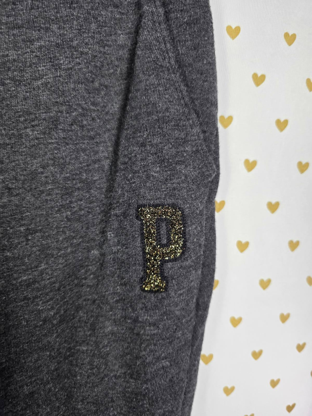 Victorias Secret Pink Bling Glitter Logo Hoodie Jogger Pants SET Grey SMALL