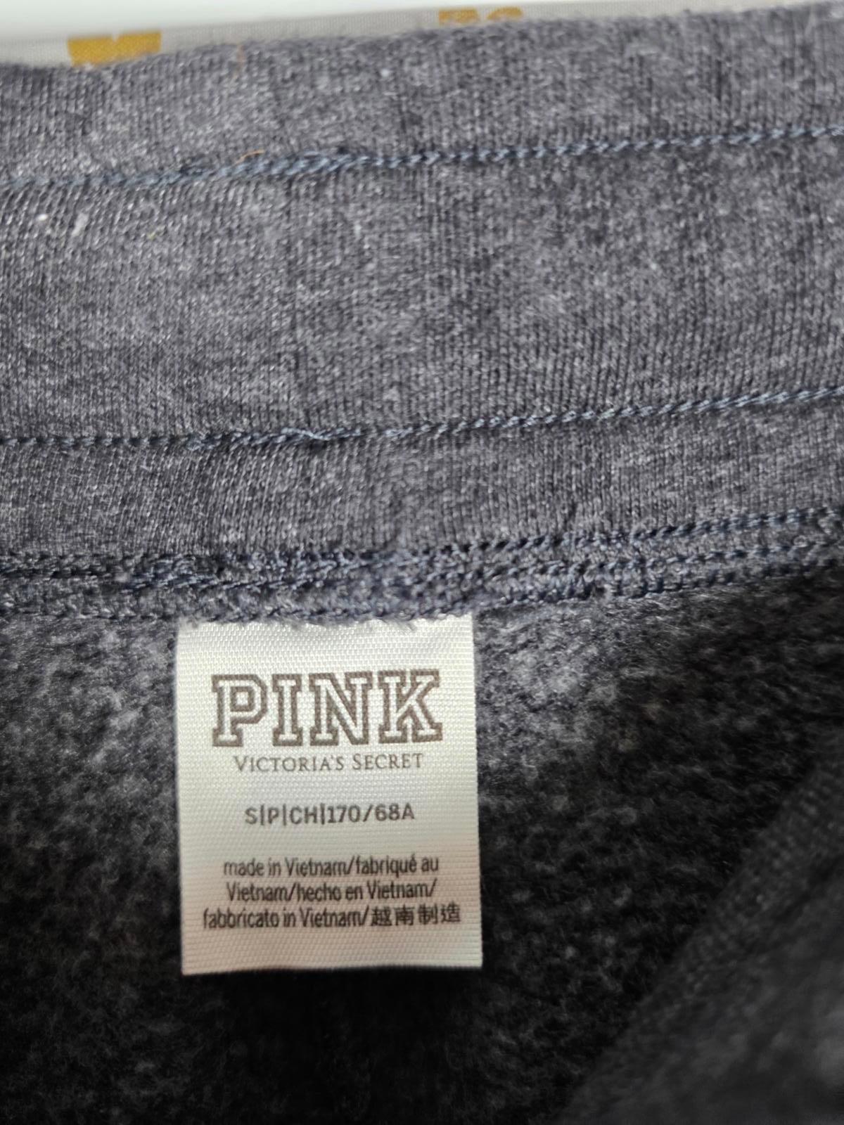 Victorias Secret Pink Bling Glitter Logo Hoodie Jogger Pants SET Grey SMALL