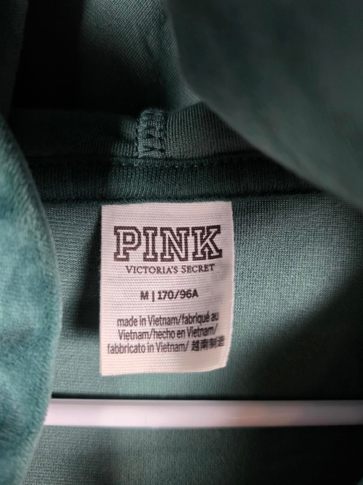 Victorias Secret Pink Green Velour Full Zip Hoodie Jacket MEDIUM