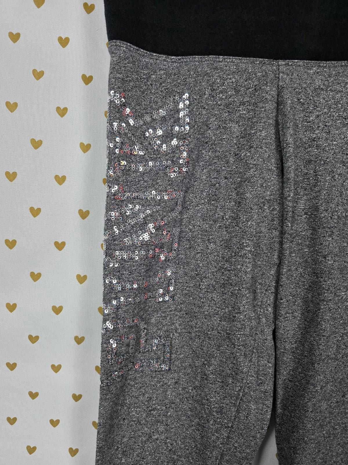Victorias Secret PINK BLING SEQUINED Yoga Pants ankle Grey XS