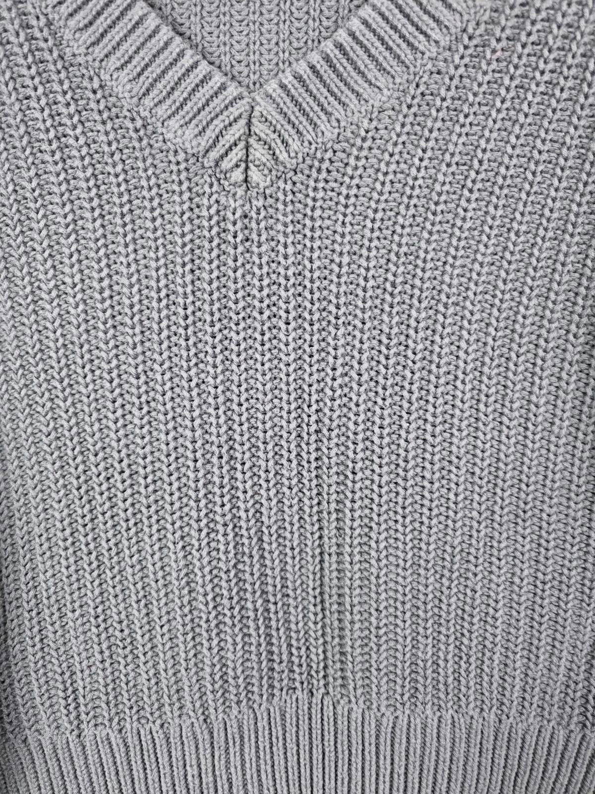 Victorias Secret Pink Grey Chunky Knit V Neck Sweater Shirt XS