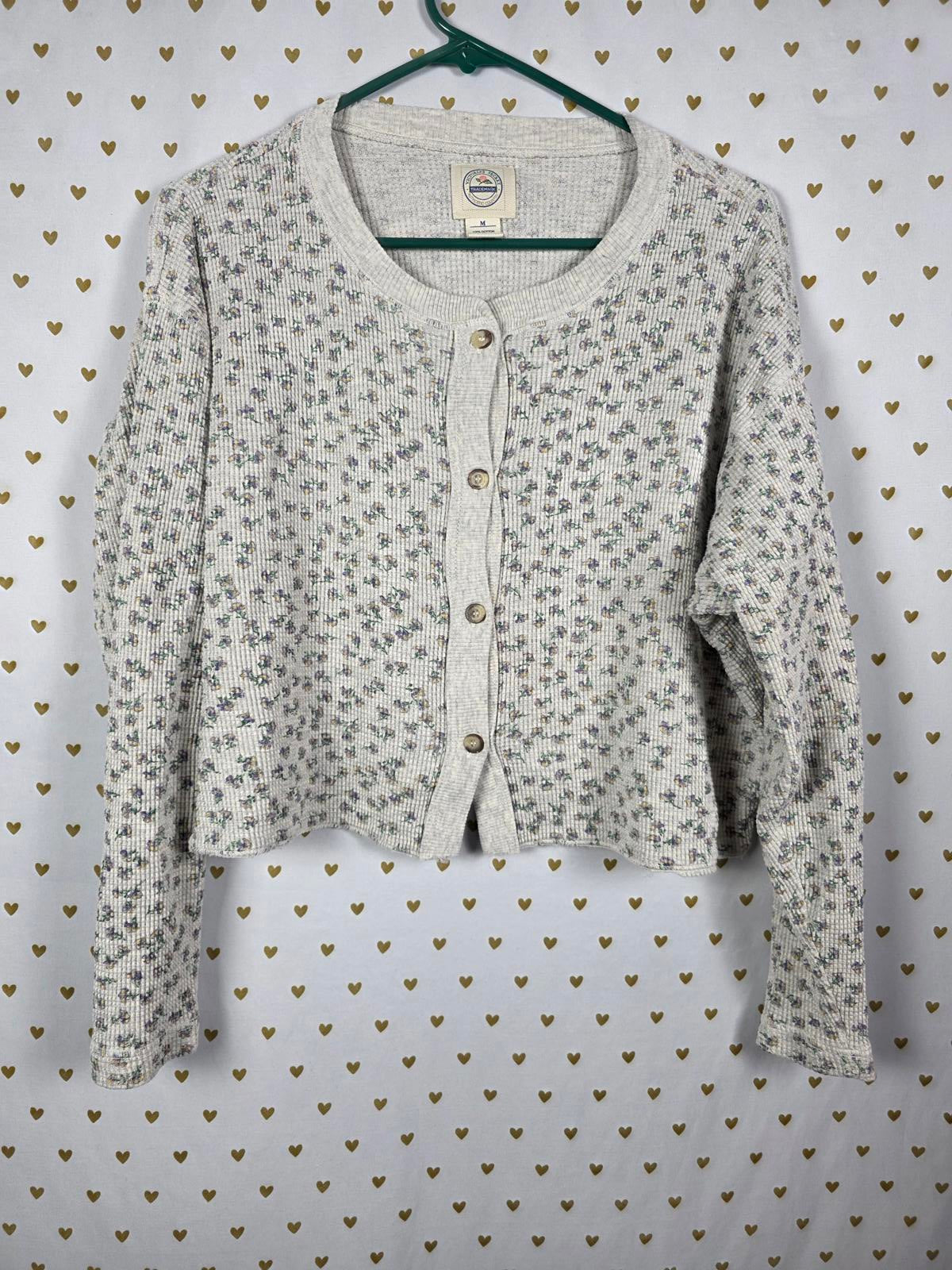 Victorias Secret SUPER RARE VINTAGE Waffle Knit Button long sleeve MEDIUM Cotton