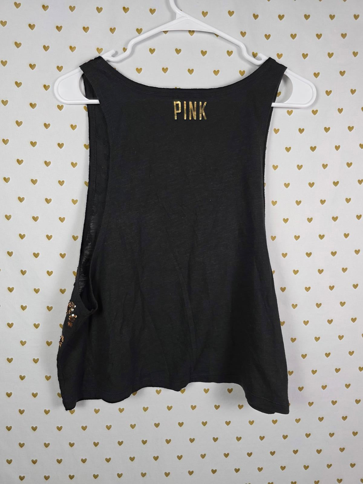 Victorias Secret PINK RARE FASHION SHOW BLING Gold CHEETAH LEOPARD Tank Top SM