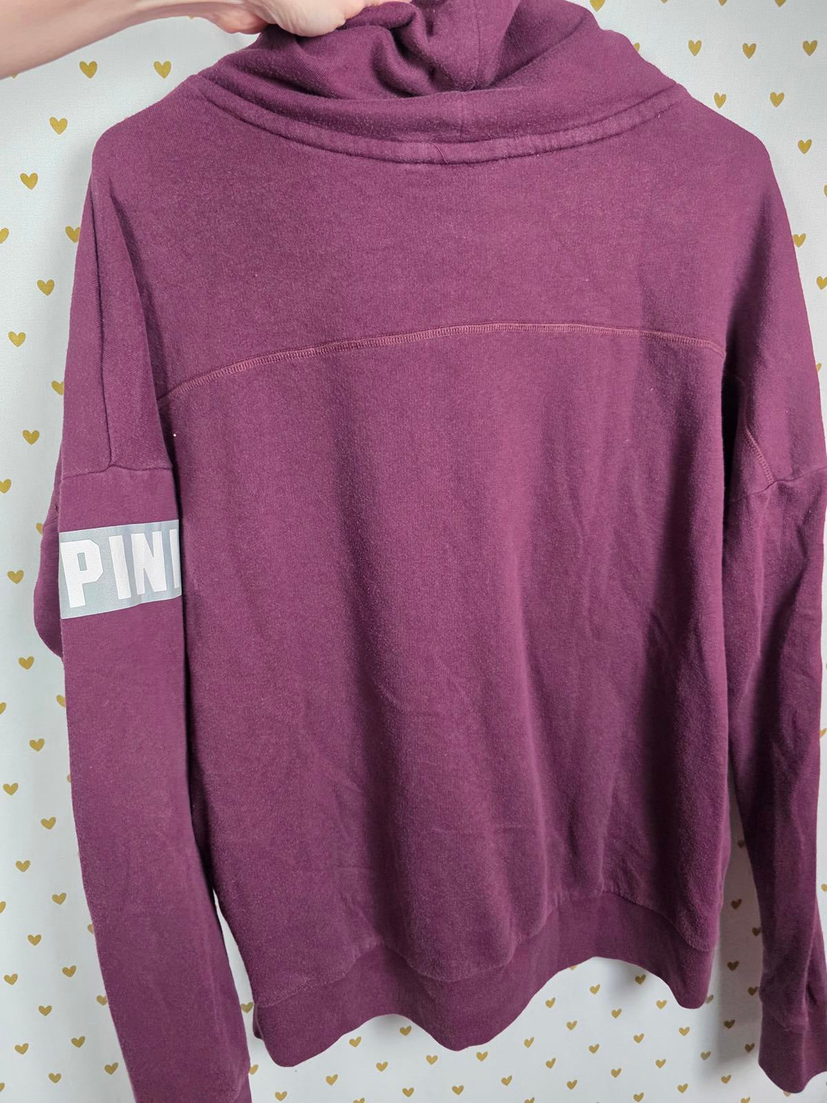 Victorias Secret Pink Cheetah Logo Leopard Reflective Cowl Sweater Slouchy SMALL