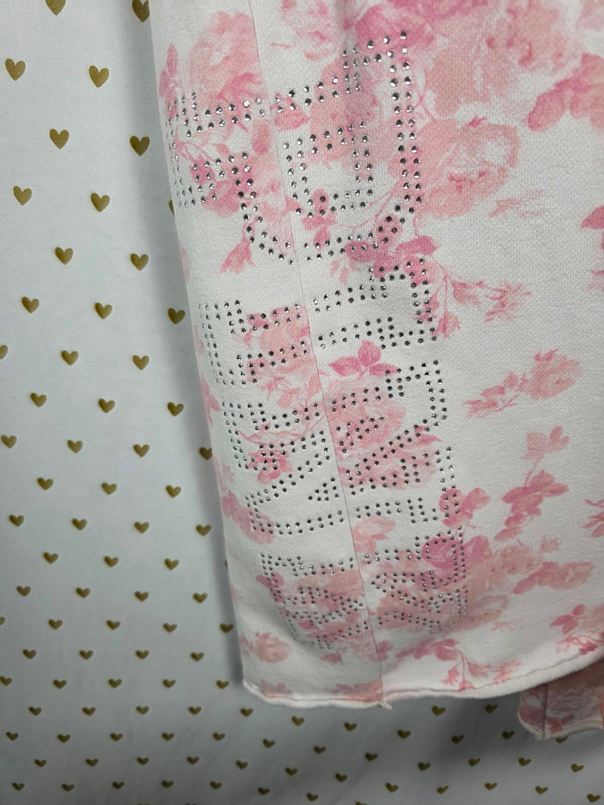 XL LoveShackFancy VS Pink Sweatpants BLING SET Sweatshirt Everblooming White