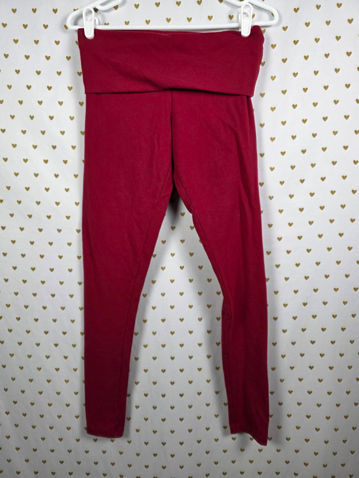 Victorias Secret PINK Red FOLDOVER Skinny Yoga Pants I LOVE YOU  Small