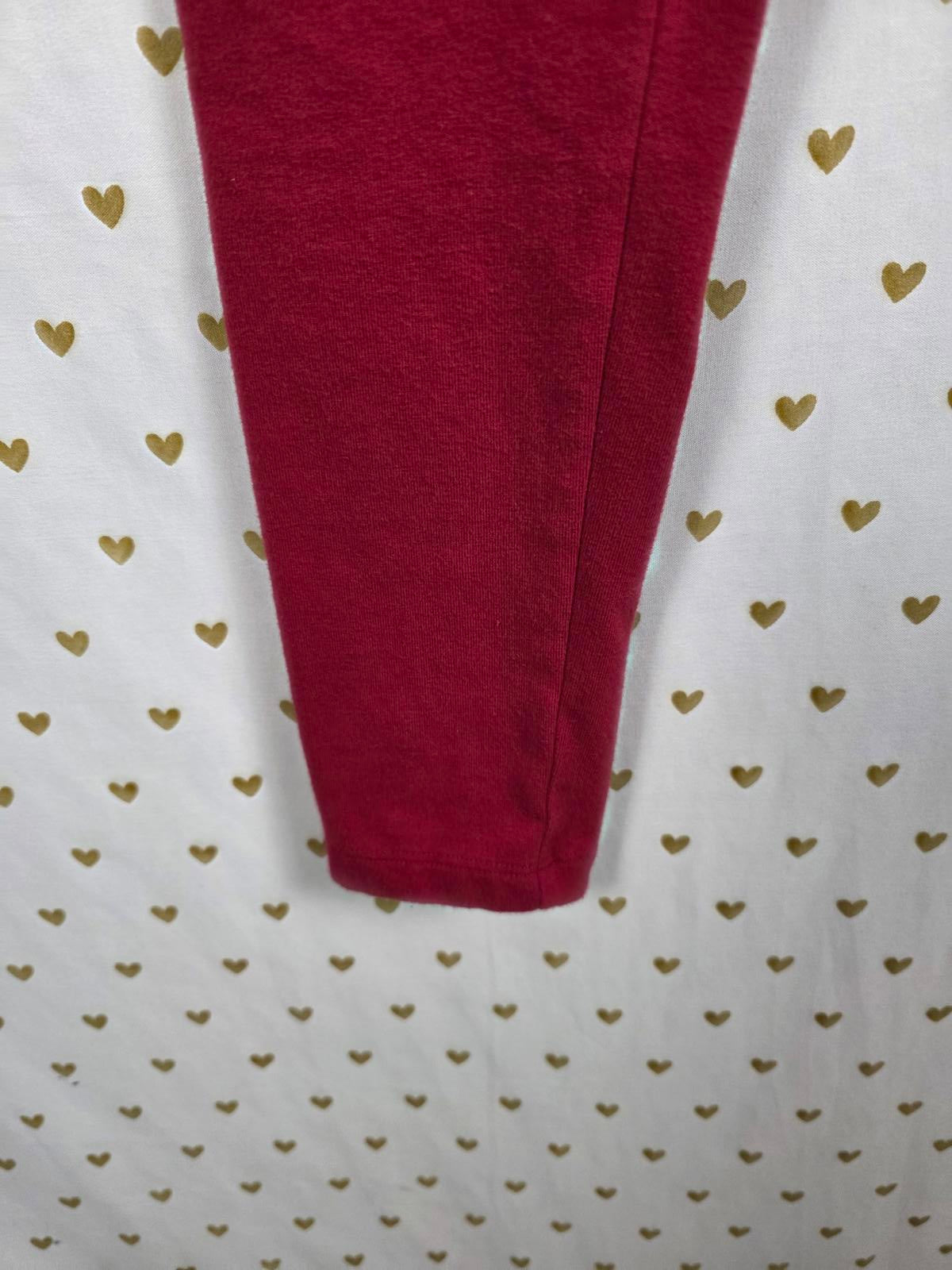 Victorias Secret PINK Red FOLDOVER Skinny Yoga Pants I LOVE YOU  Small