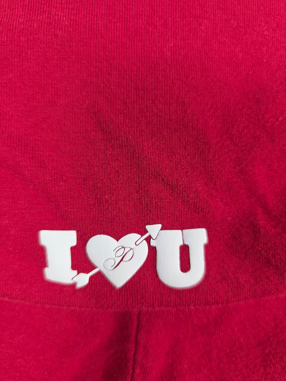 Victorias Secret PINK Red FOLDOVER Skinny Yoga Pants I LOVE YOU  Small
