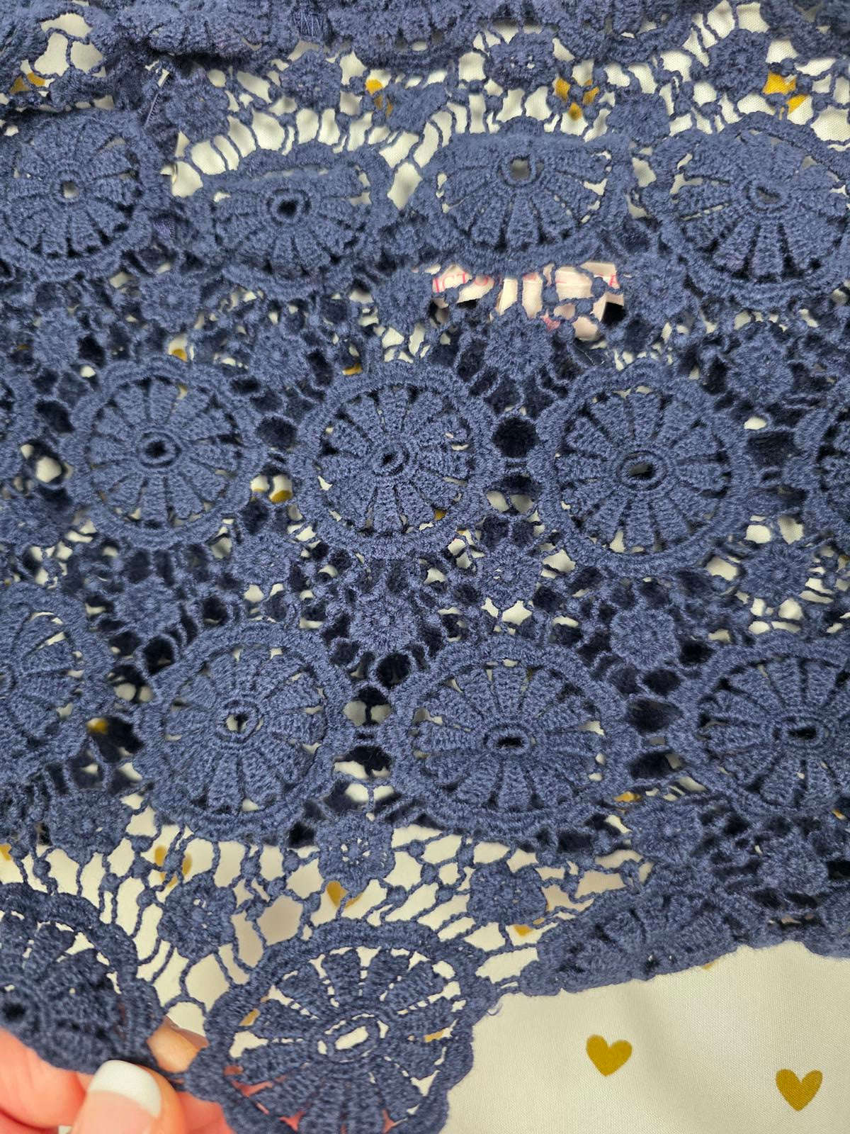 Victorias Secret Crochet Blue Sheer tank top cropped Sexy Flowy SMALL