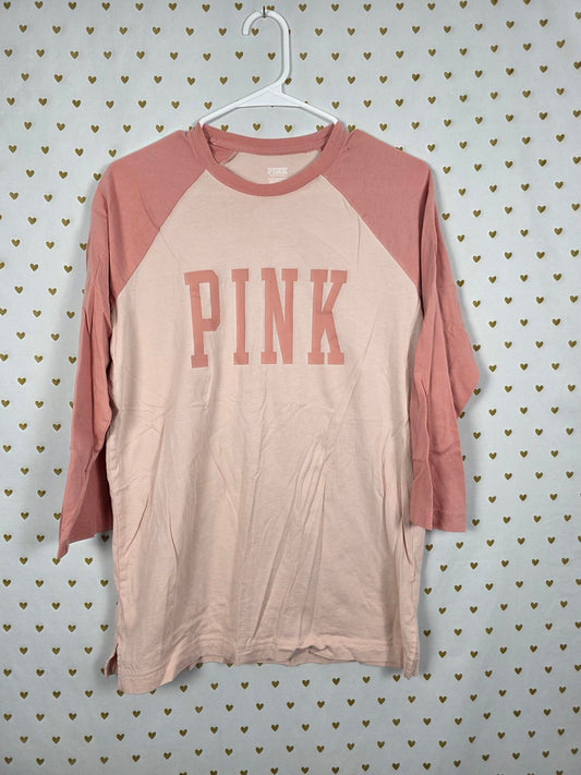 Victorias Secret PINK Raglan Logo Tee Shirt Peach XS
