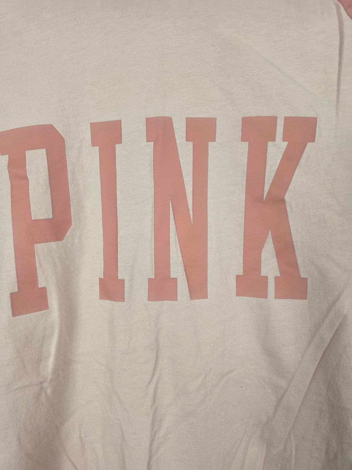 Victorias Secret PINK Raglan Logo Tee Shirt Peach XS