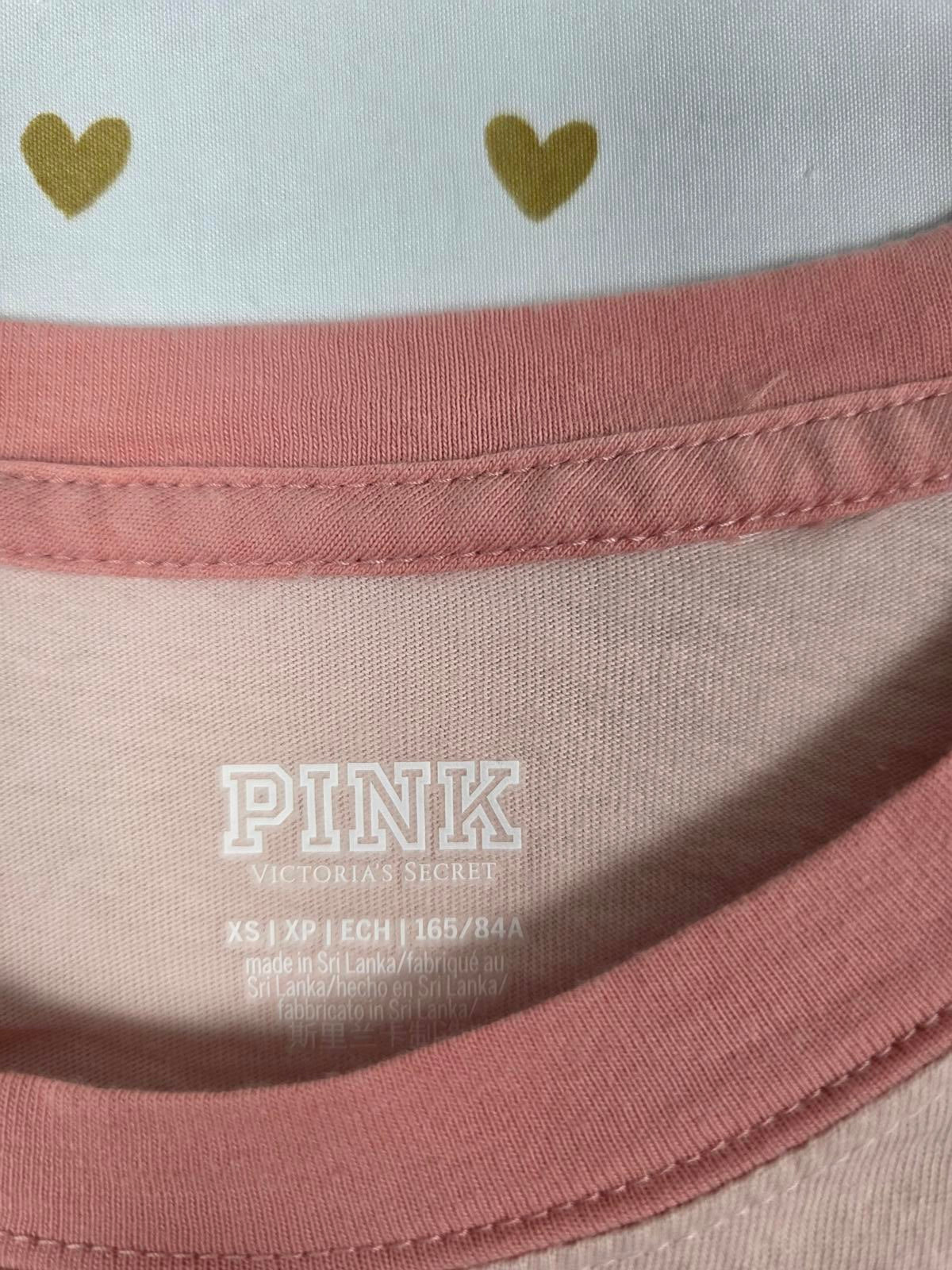Victorias Secret PINK Raglan Logo Tee Shirt Peach XS