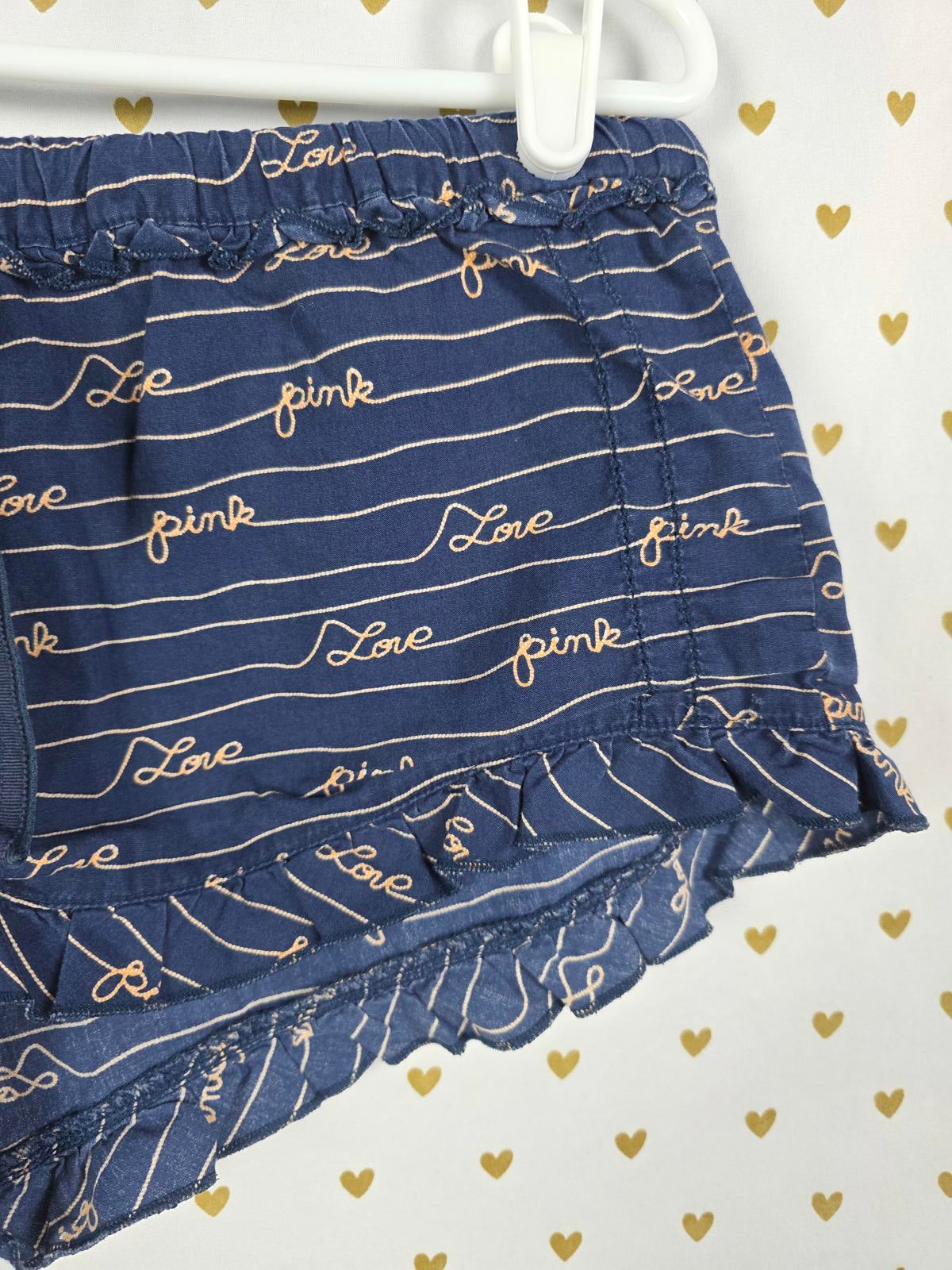 Victorias Secret PINK Vintage 2009 COTTON Ruffle Sleep Shorts Medium Blue Y2k