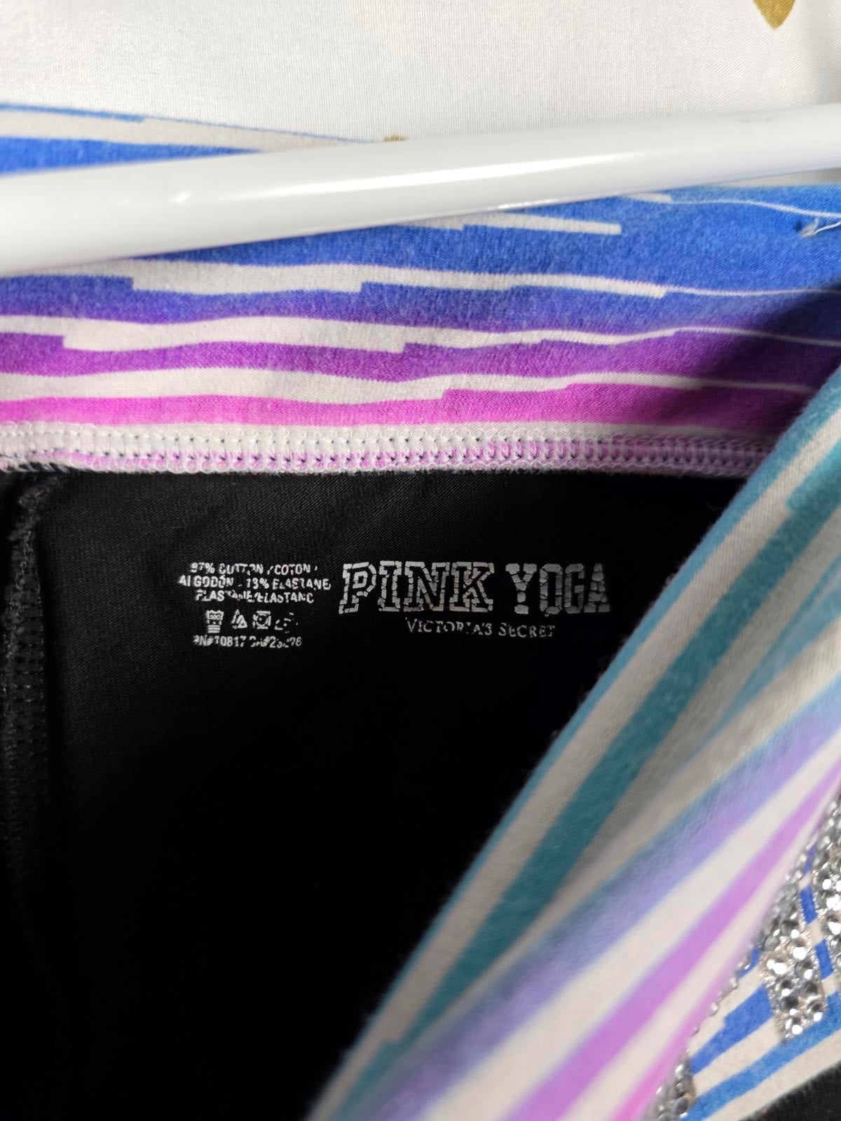 Victorias Secret PINK Striped Cropped Carpri Vintage Y2k FOLDOVER Yoga Pants SM