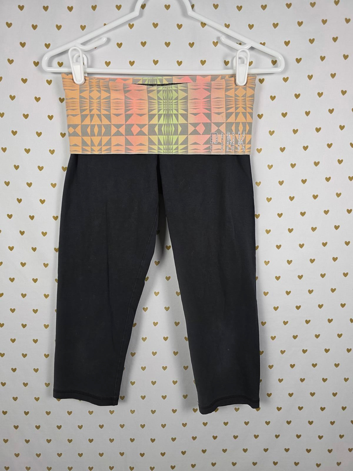 Victorias Secret PINK Aztec Foldover Capri vintage Leggings Yoga Pants XS