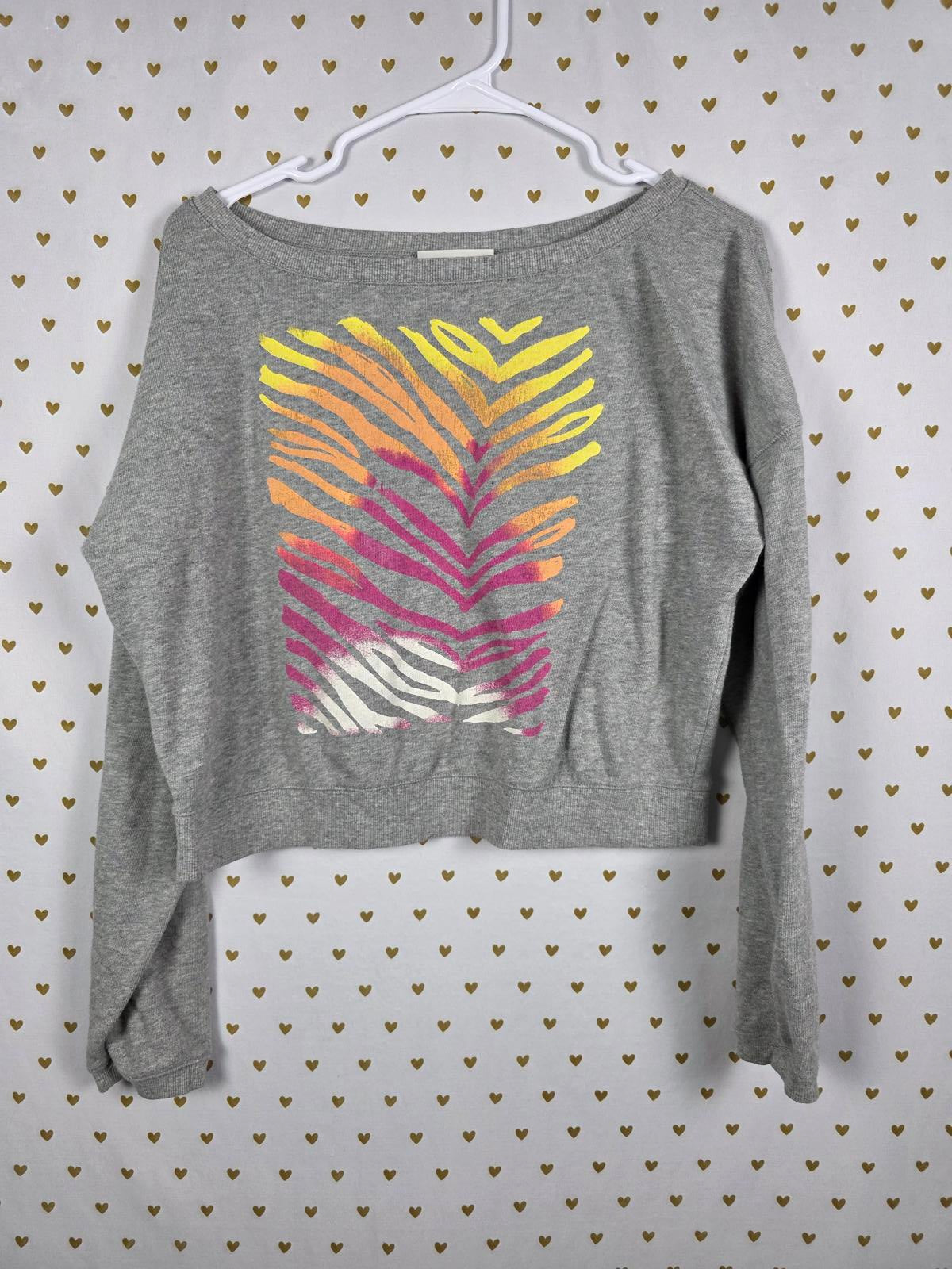 Victorias Secret Pink VINTAGE Zebra Stripe Cropped Sweater Shirt 2009 XS