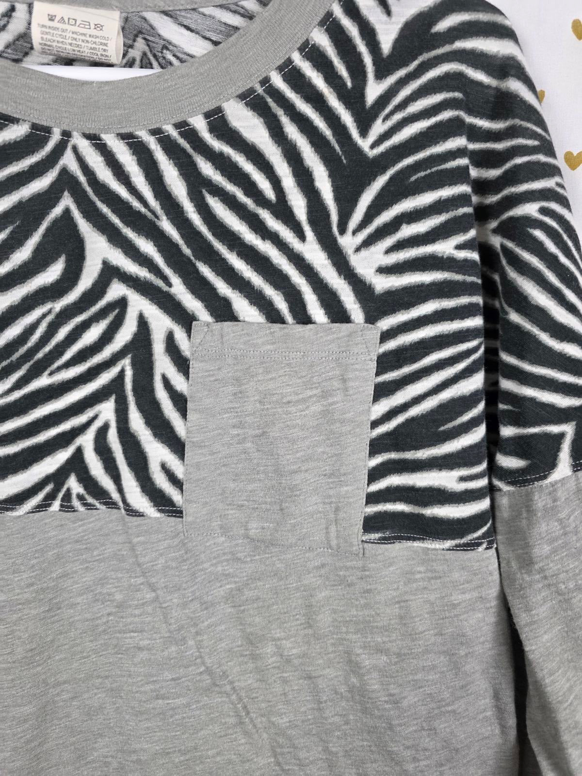 Victorias Secret PINK Zebra colorblock Long sleeve tee shirt XS Animal Print