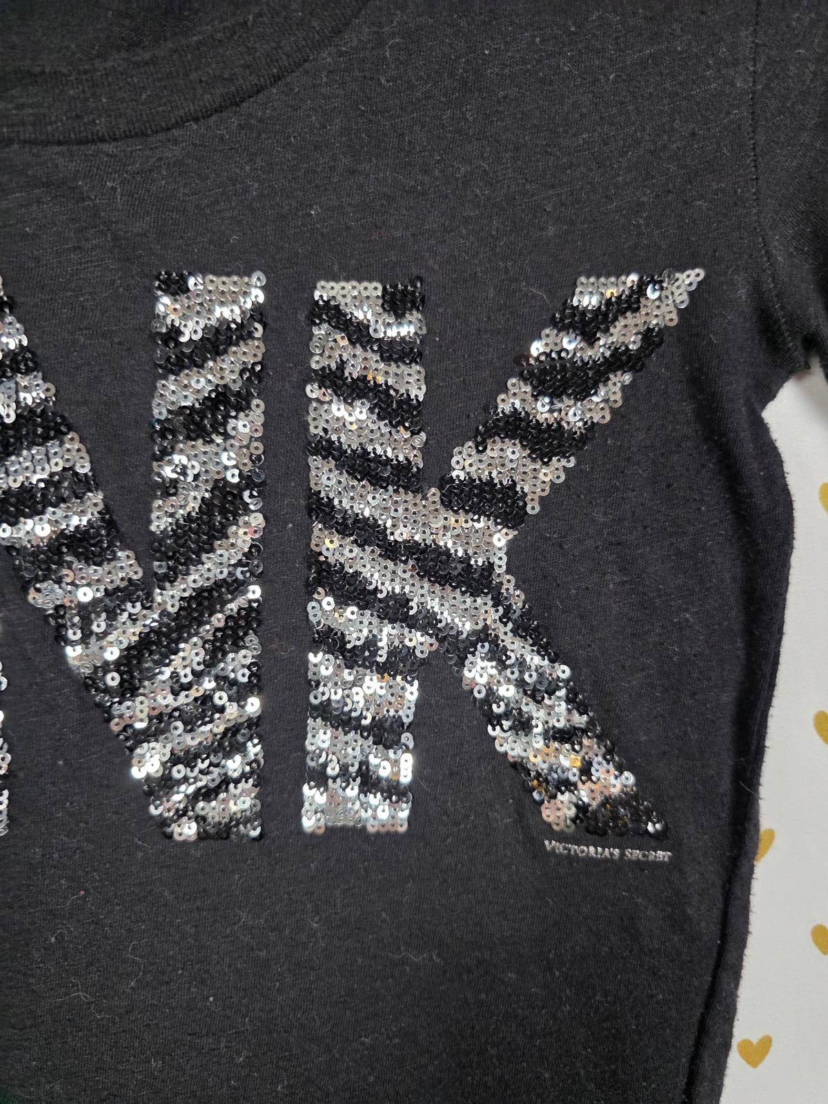 Victorias Secret PINK ZEBRA BLING Vintage Rare Tee shirt Sequined XS y2k