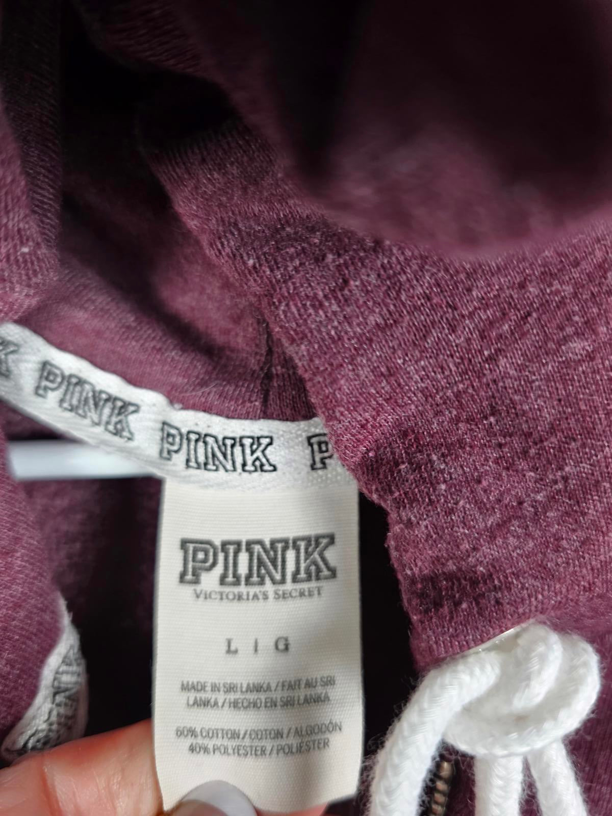 Victorias Secret Pink BLING Sequined Logo Jacket Maroon Full Zip Dog Logo Hoodie