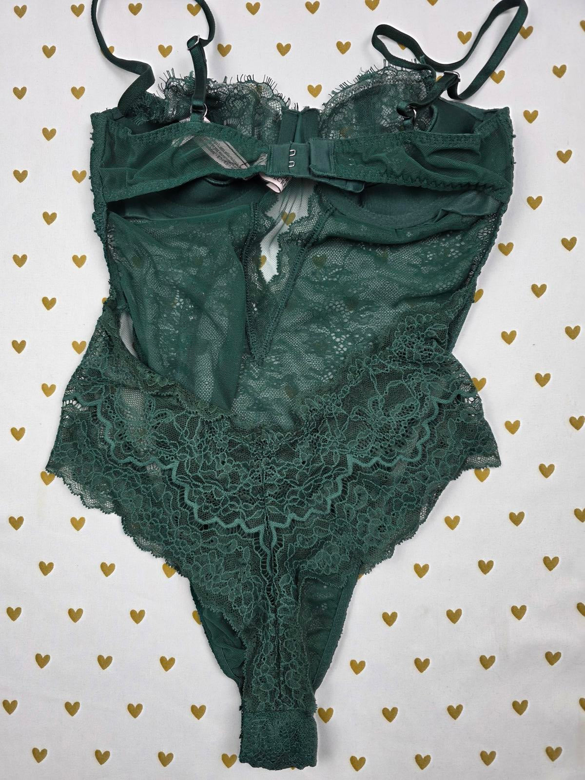 Victorias Secret WICKED Green BLING Embellished Rhinestone Teddy Bodysuit Lace