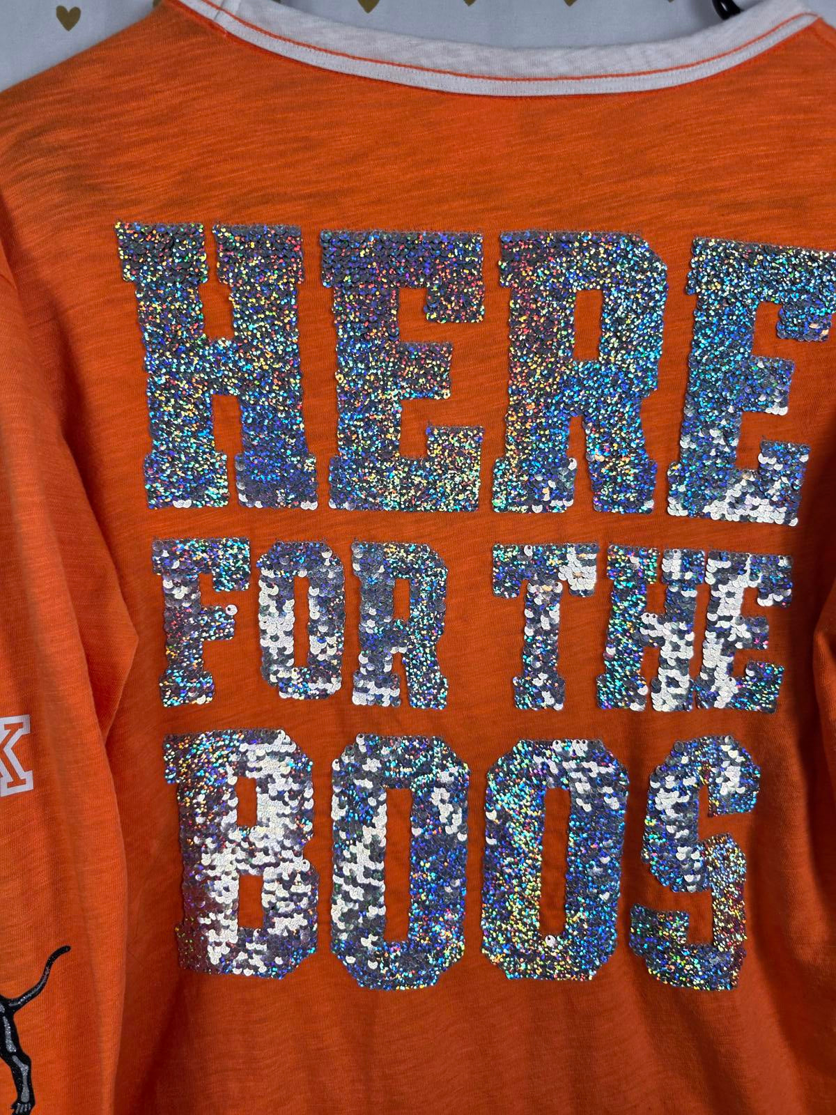 Victorias Secret PINK HTF HALLOWEEN Here for the BOOS BLING Tee Lace front SMALL