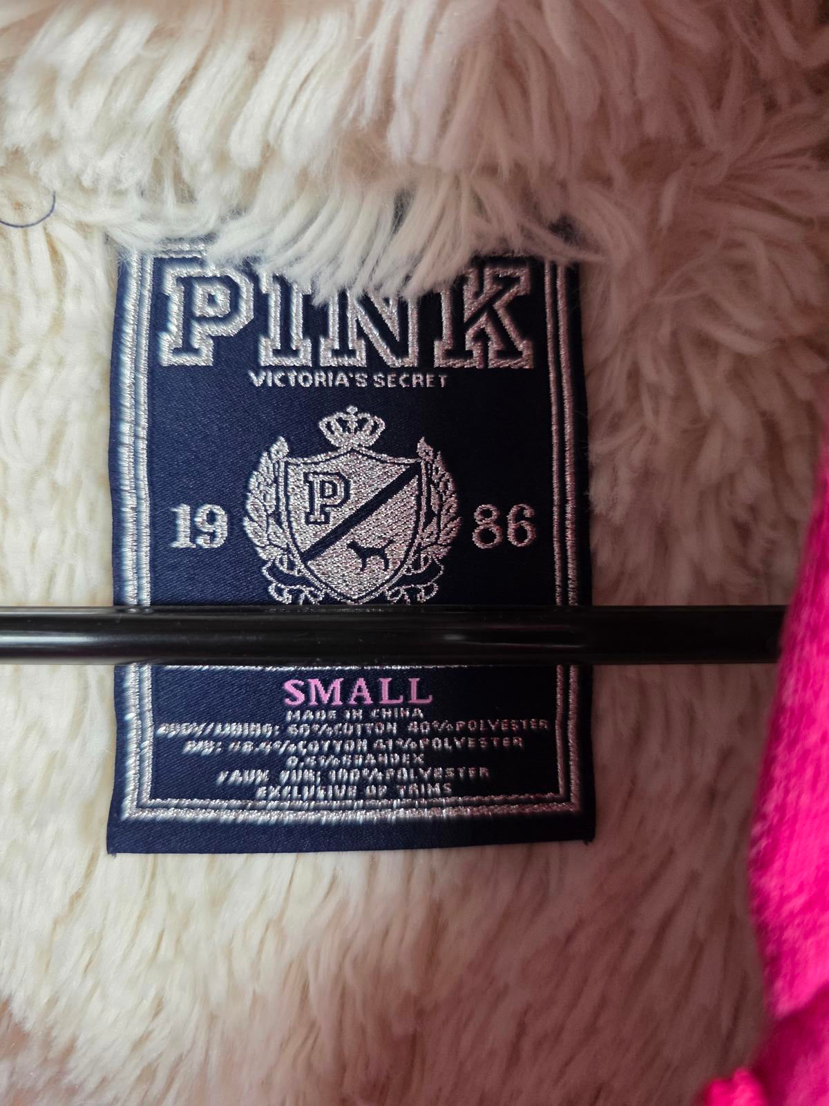 Victorias Secret Pink GRAIL FUR LINED love Hoodie SMALL WARM Y2K VTG jacket