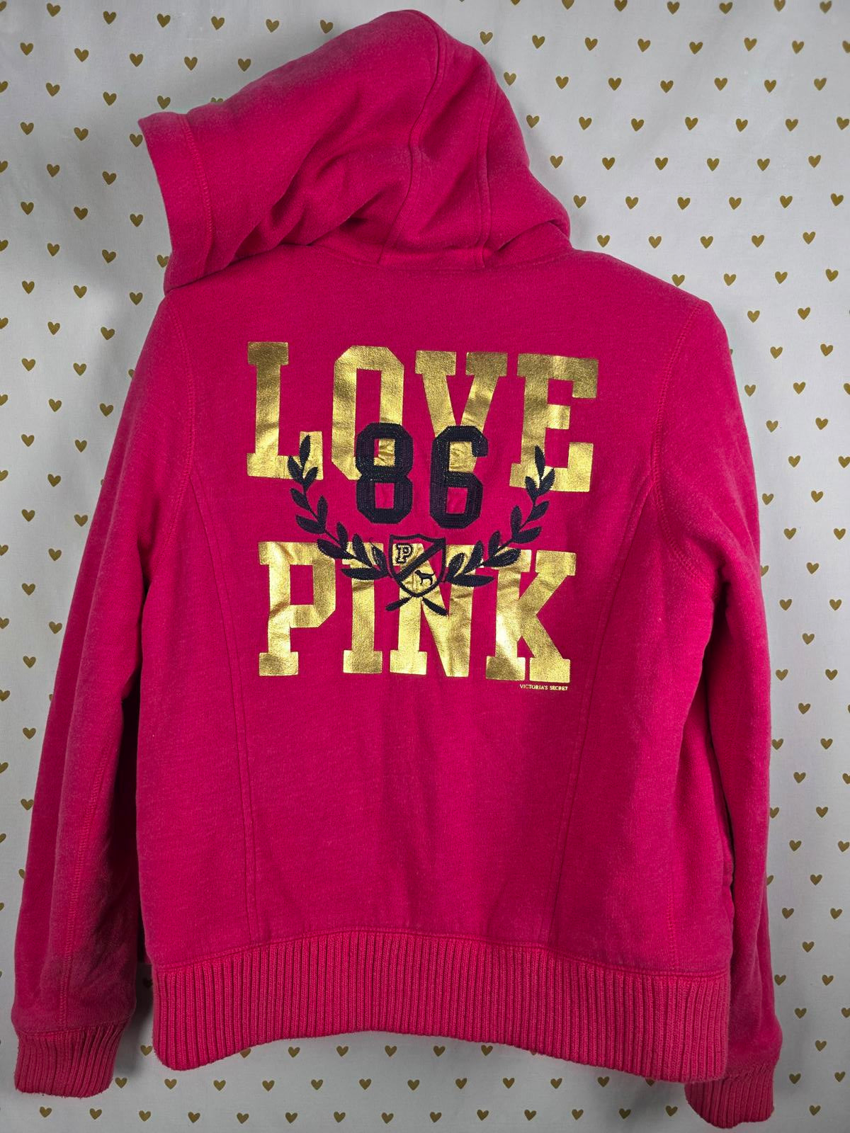 Victorias Secret Pink GRAIL FUR LINED love Hoodie SMALL WARM Y2K VTG jacket