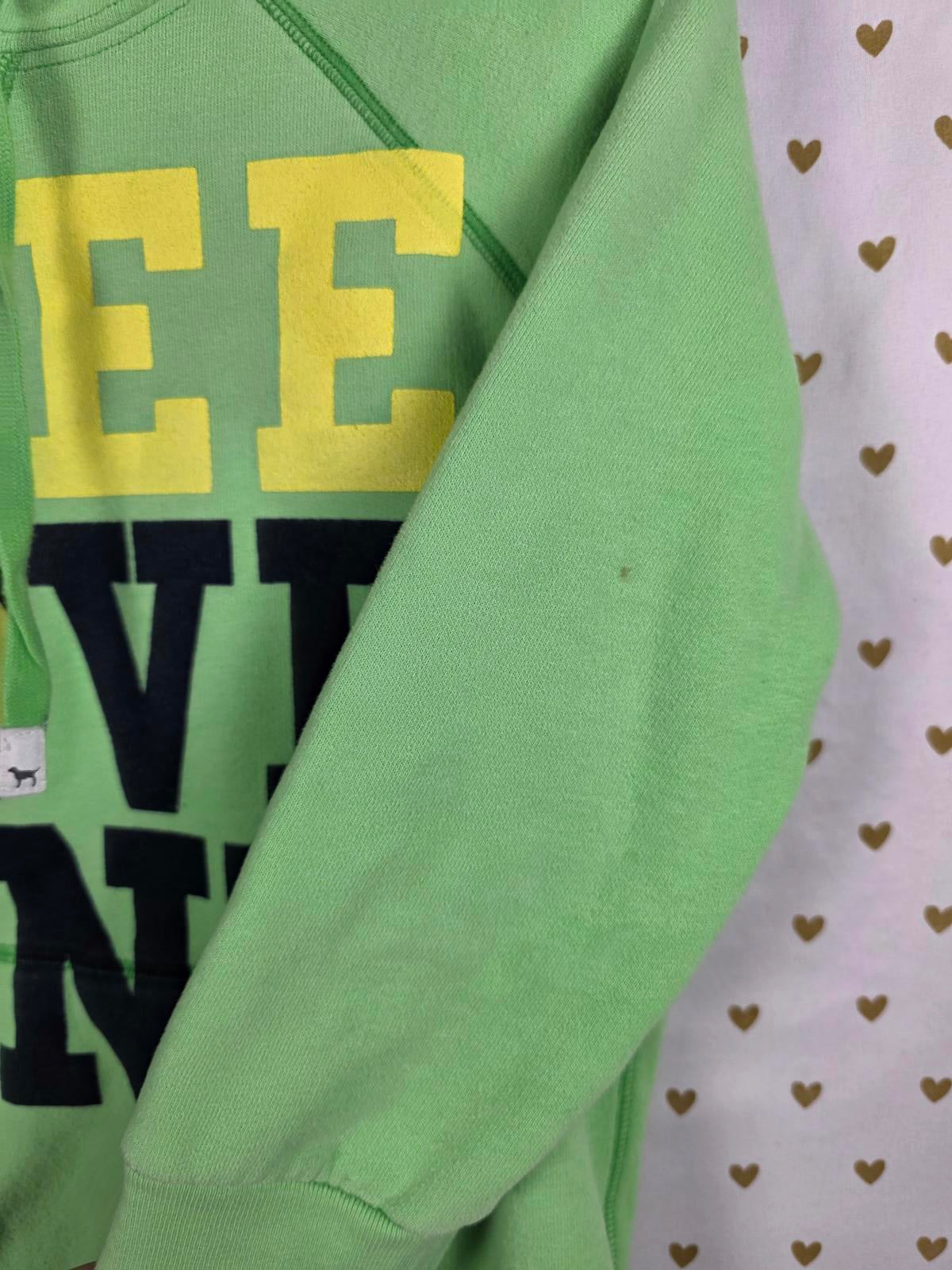 Victorias Secret Pink FREE LOVE Green VINTAGE Rare Hoodie Sweater Y2K Small