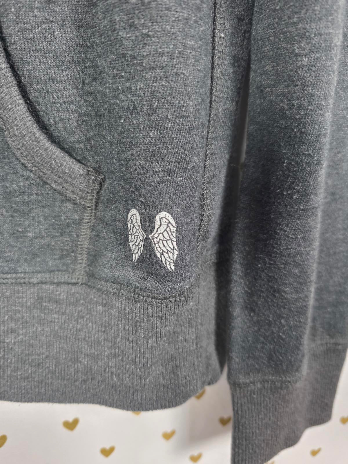 Victorias Secret BLING Sequined Full Zip WINGS Hoodie Jacket Grey XS
