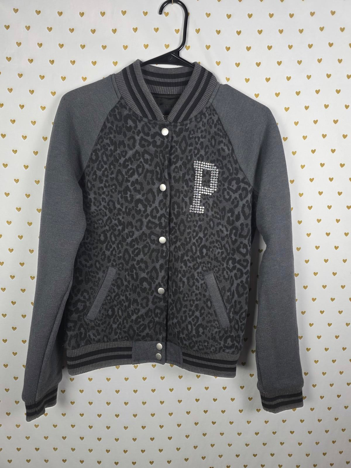 Victorias Secret Pink BLING CHEETAH LEOPARD Logo Varsity Bomber XS