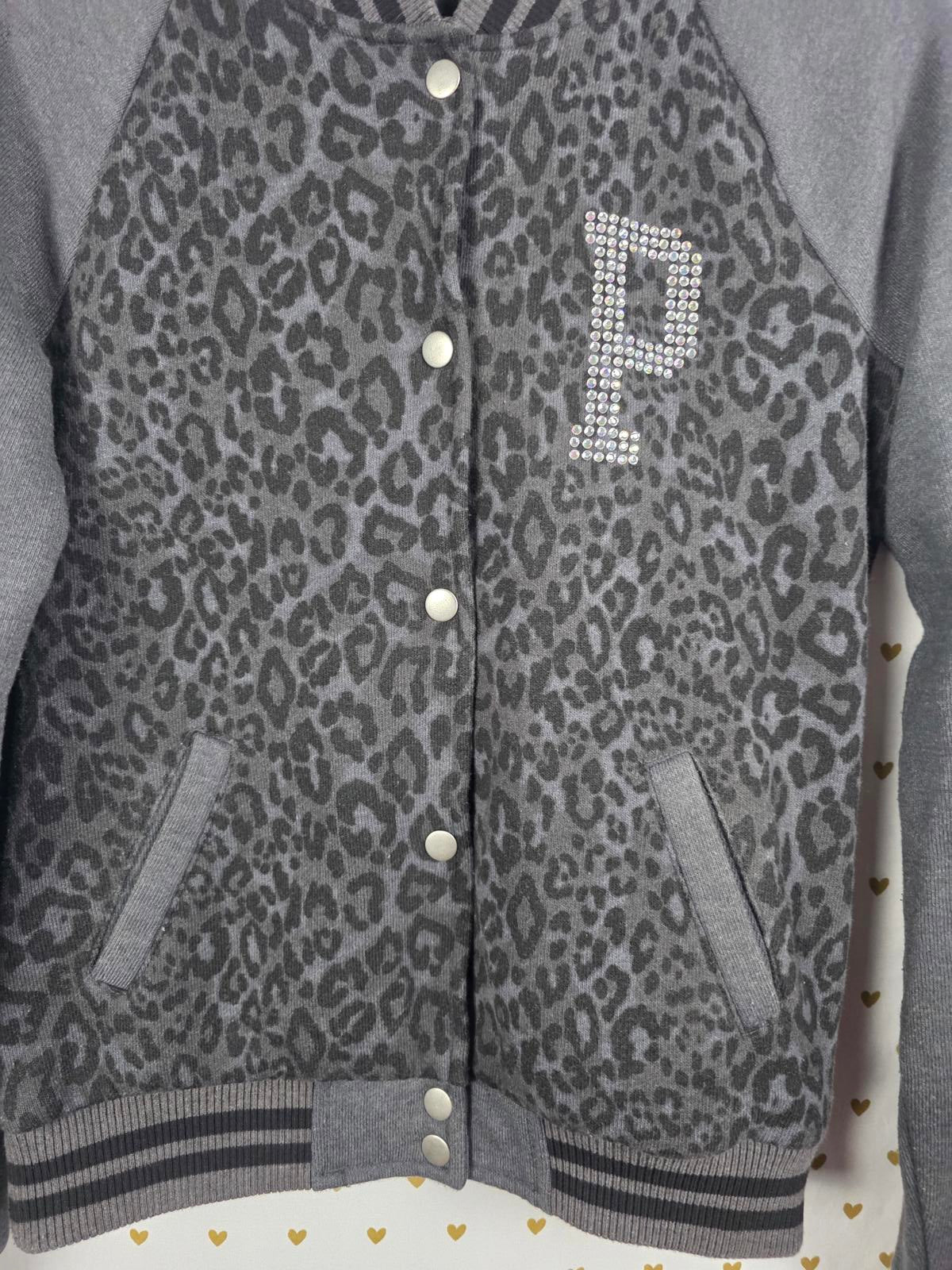 Victorias Secret Pink BLING CHEETAH LEOPARD Logo Varsity Bomber XS