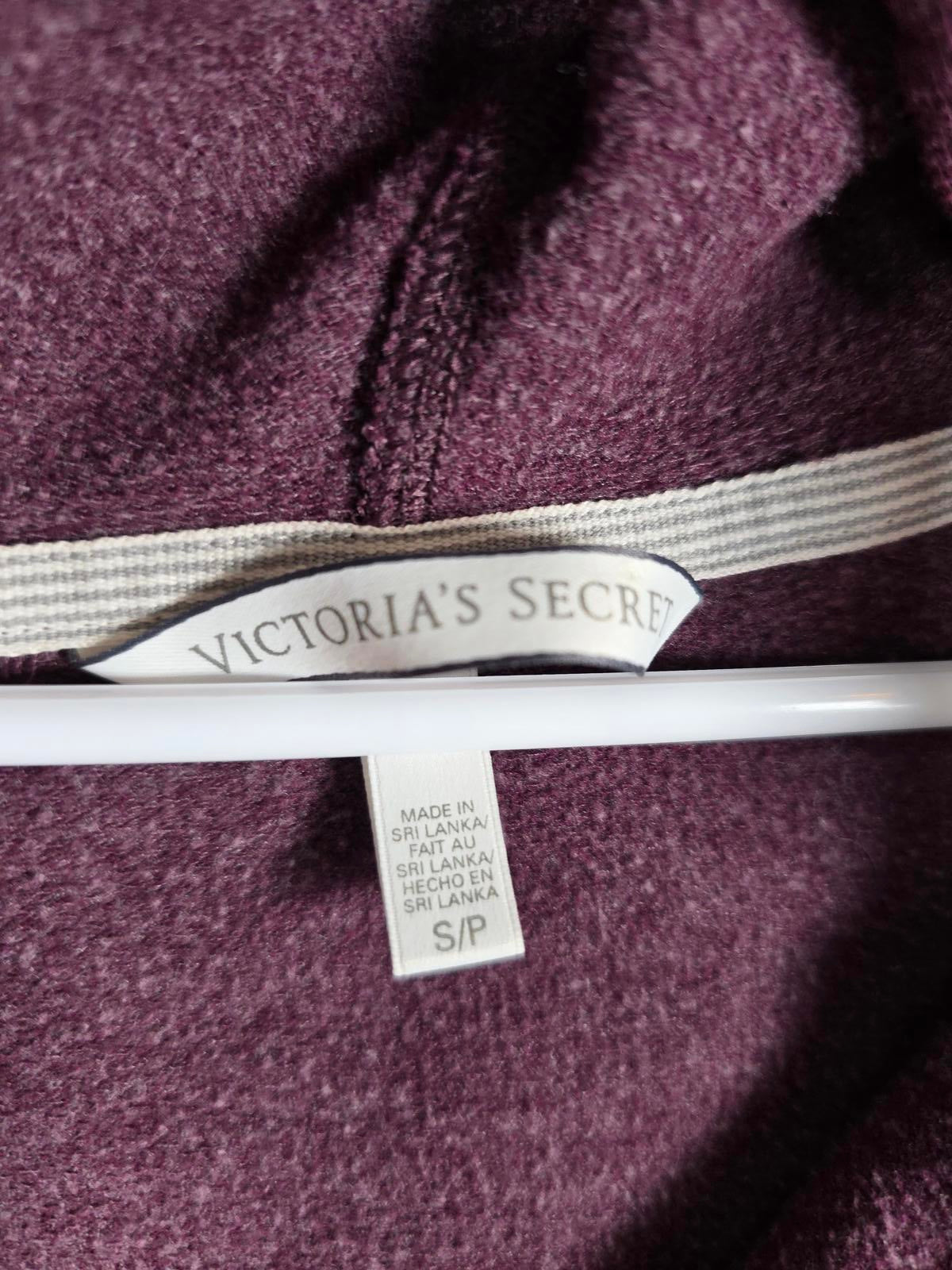 Victorias Secret Maroon V Neck Pullover Hoodie sweater CHEETAH LEOPARD LOVE Top