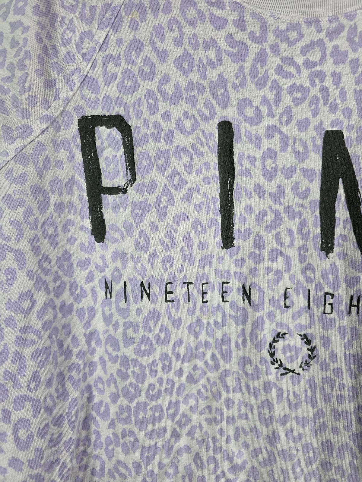Victorias Secret PINK Cheetah Leopard Purple Logo Sweater Shirt MEDIUM