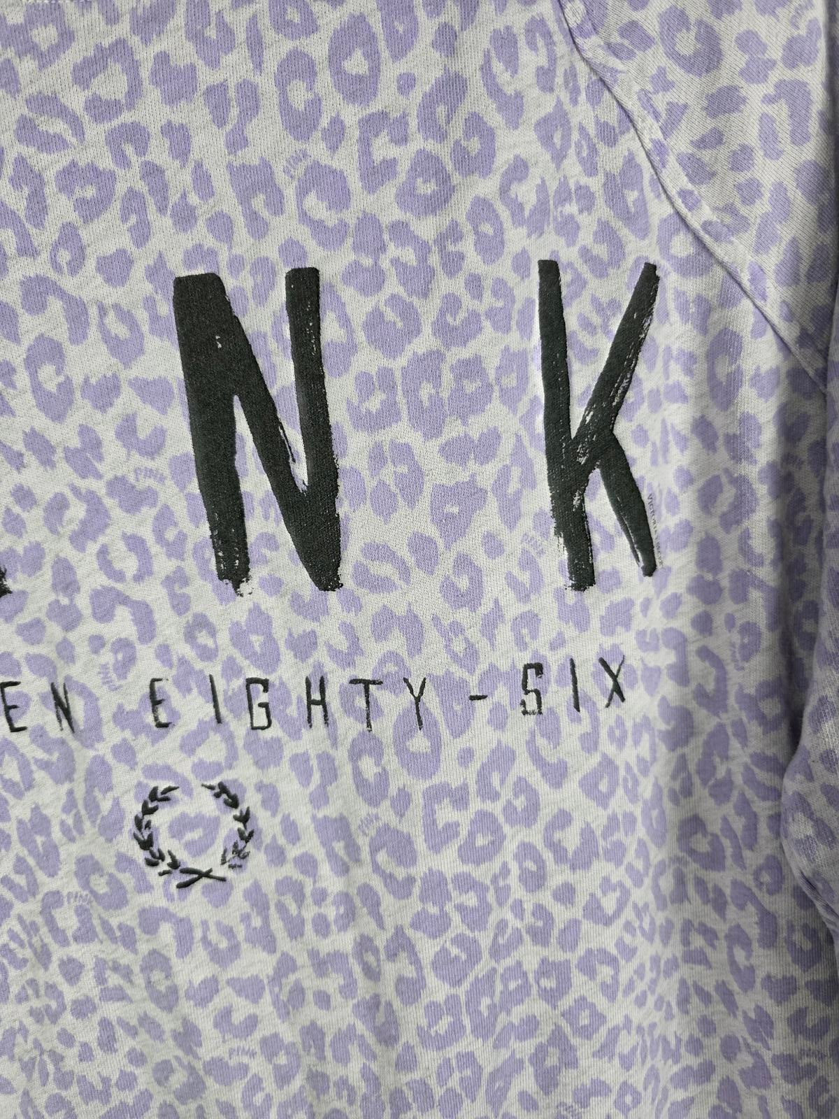 Victorias Secret PINK Cheetah Leopard Purple Logo Sweater Shirt MEDIUM