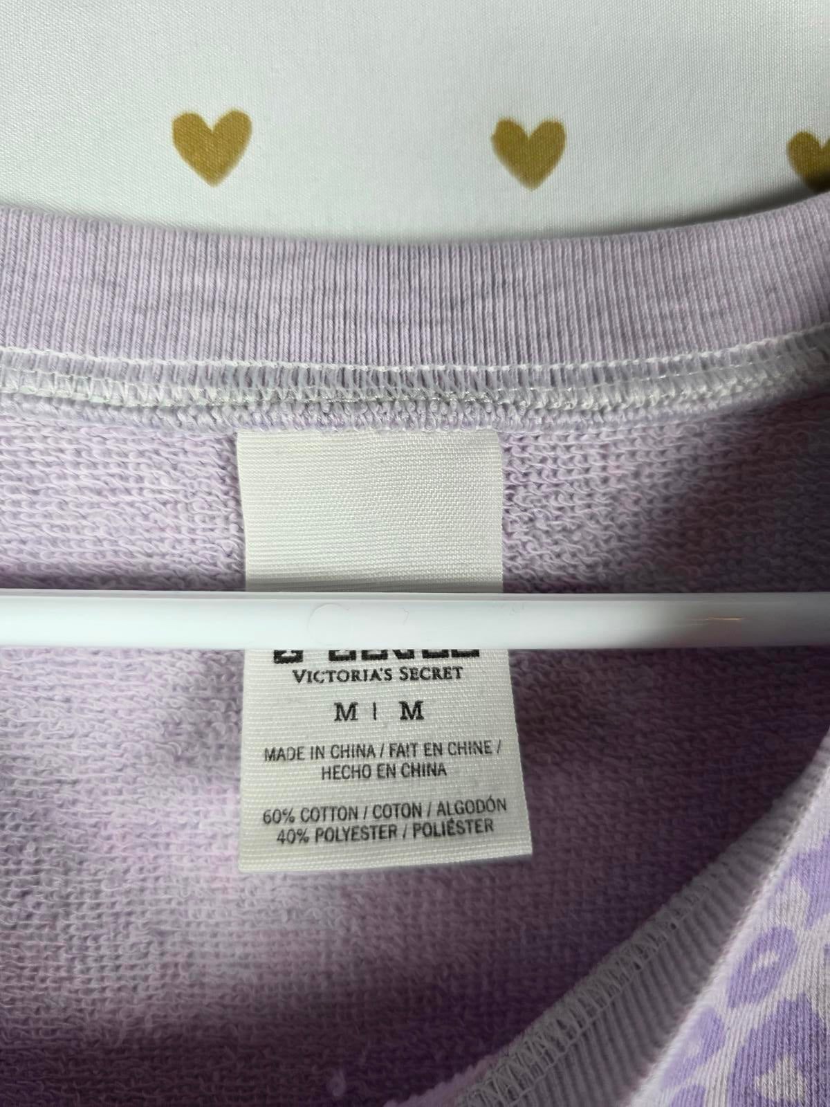 Victorias Secret PINK Cheetah Leopard Purple Logo Sweater Shirt MEDIUM