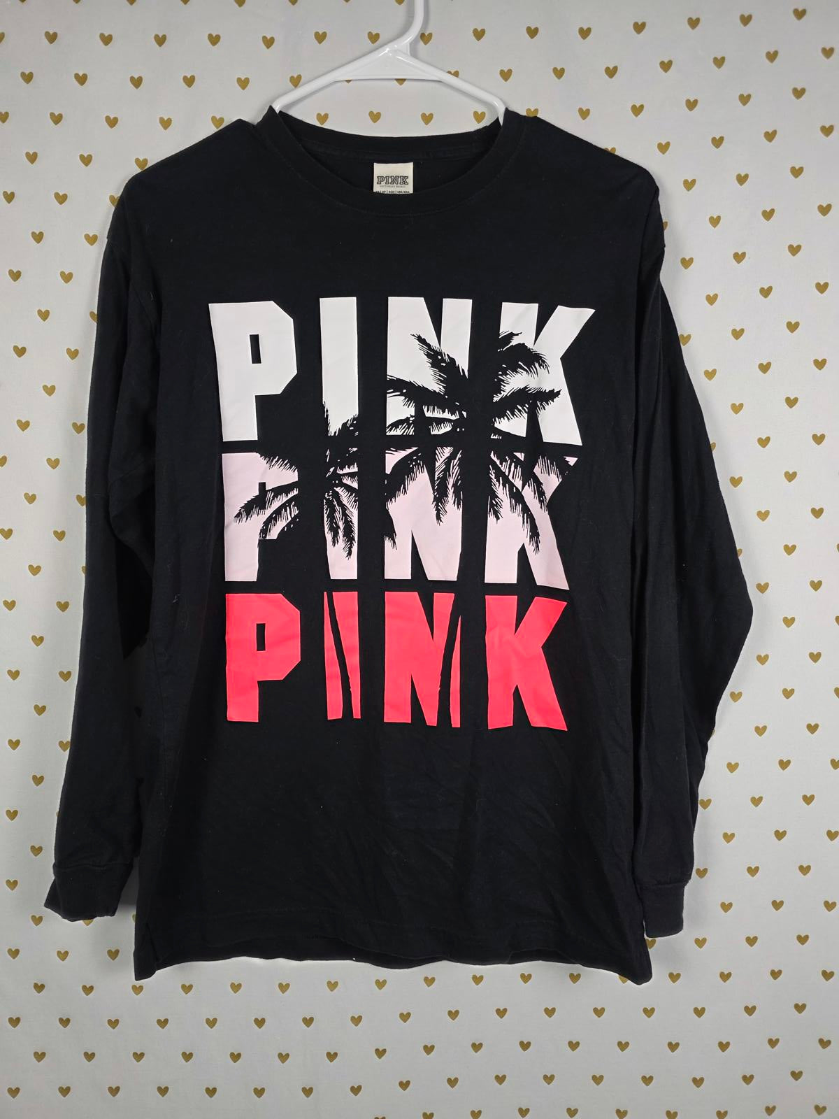 Victorias Secret PINK Palm Tree Campus Tee Shirt Gradient XS OVERSIZED