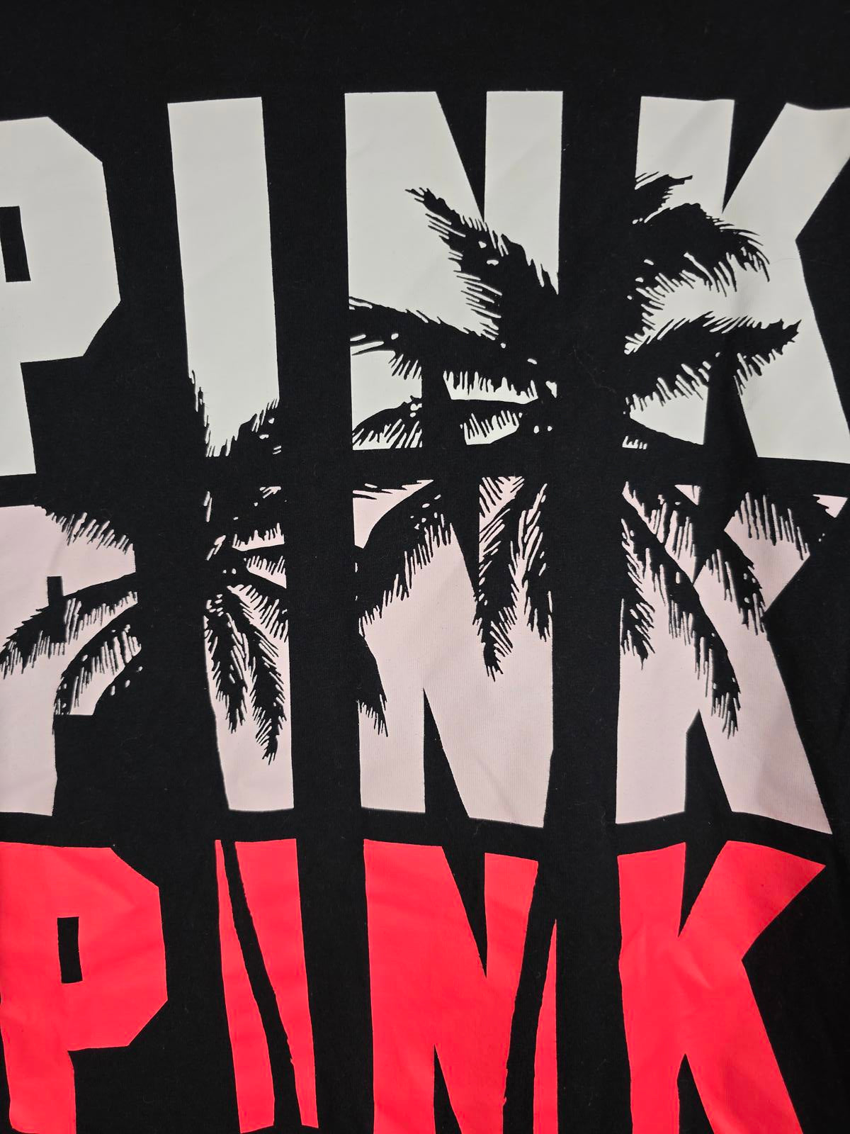 Victorias Secret PINK Palm Tree Campus Tee Shirt Gradient XS OVERSIZED