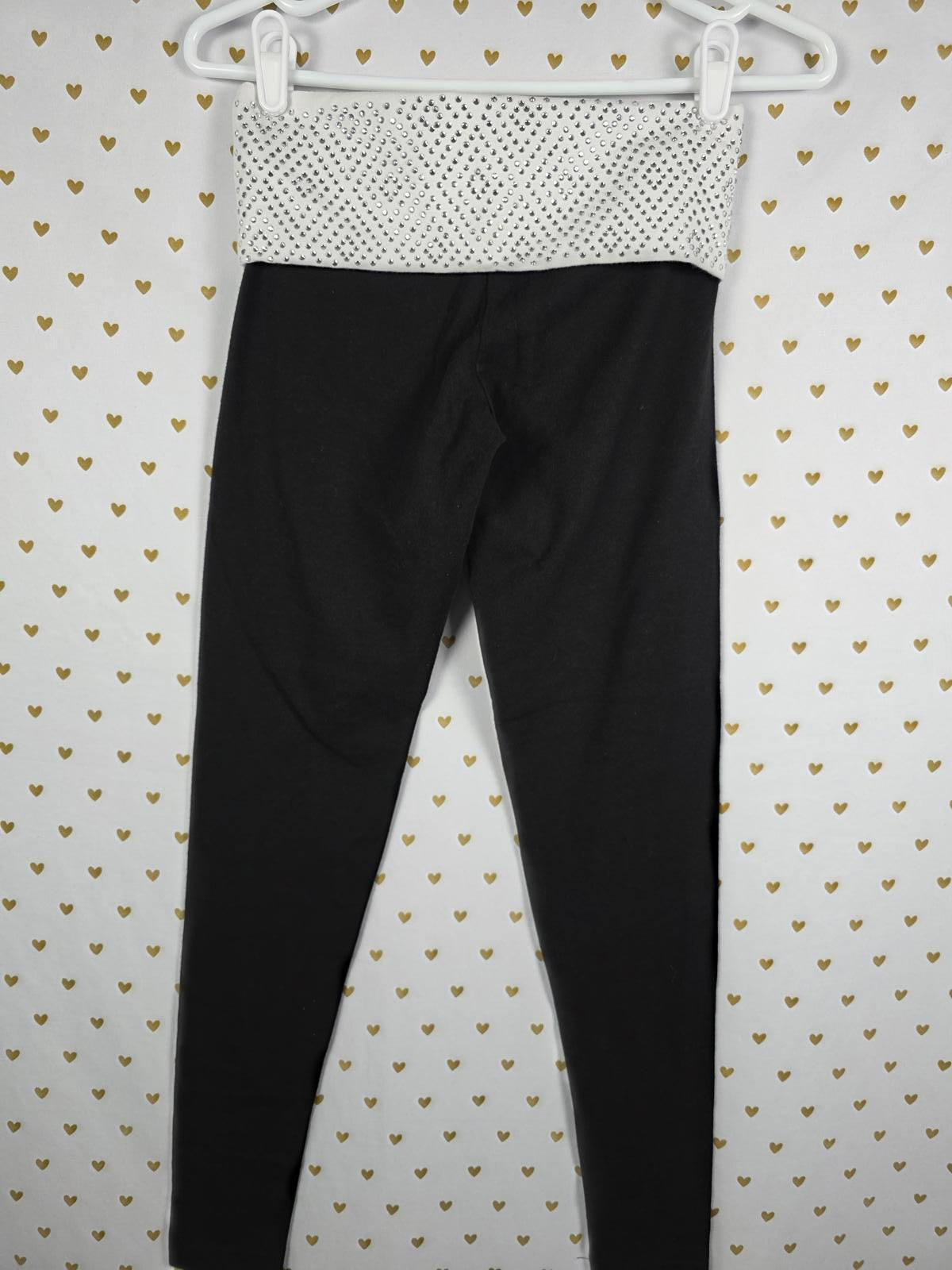 Victorias Secret PINK BLING Geometric Studded FOLDOVER Yoga Pants Skinny XS