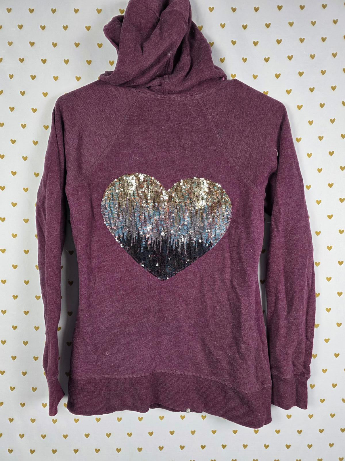 Victorias Secret Bling heart sequined Jacket WINGS Hoodie HTF XS