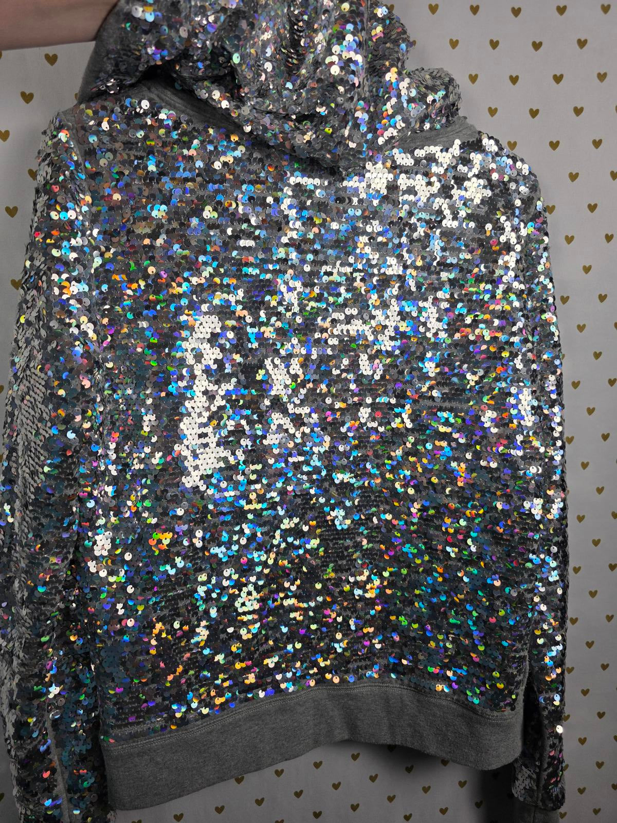 Victorias Secret Pink BLING 2013 FASHION SHOW FULL Sequined Silver Jacket SMALL