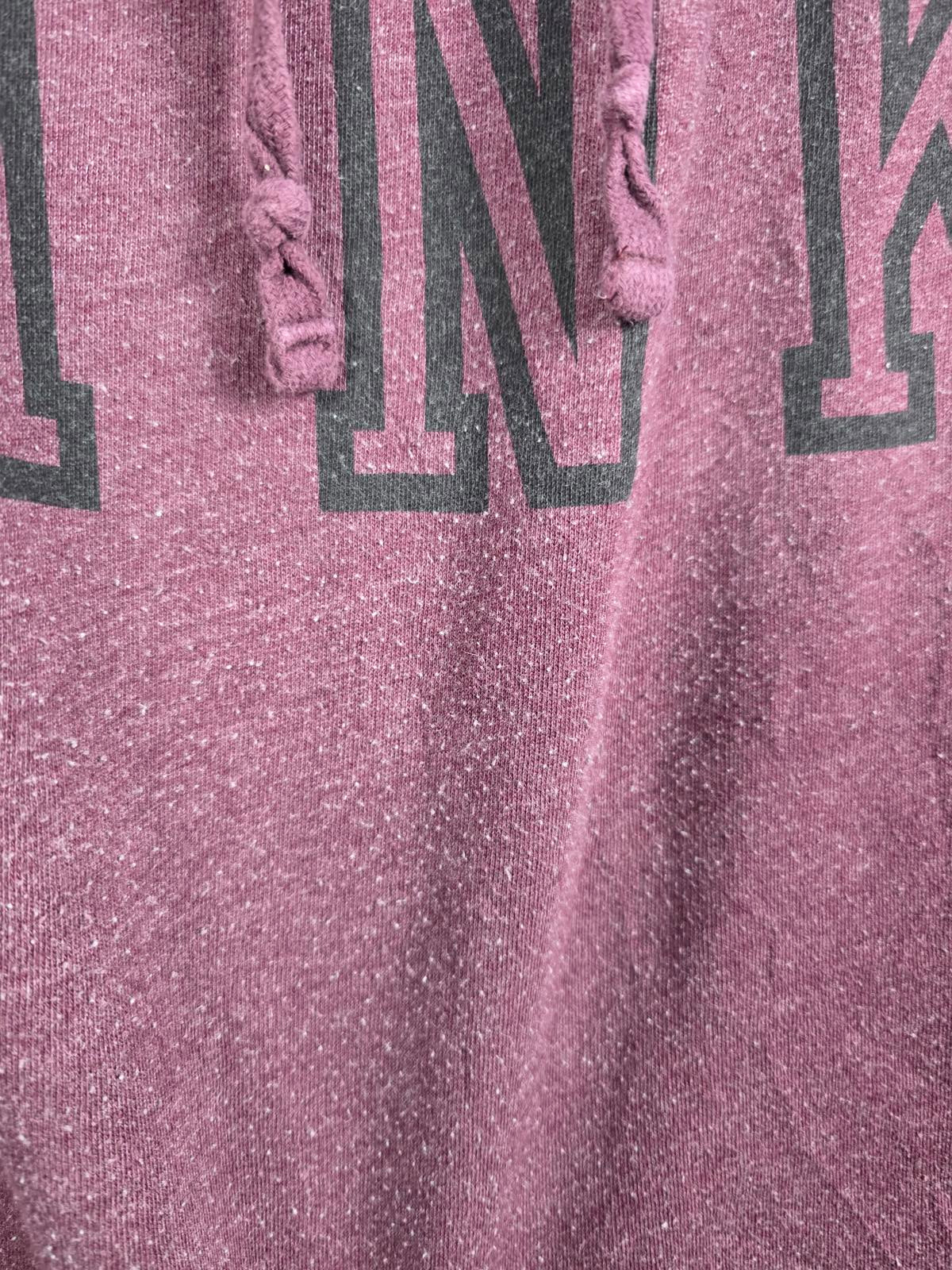 Victorias Secret Pink Maroon V Neck Hoodie Pullover Sweater LOVE Large