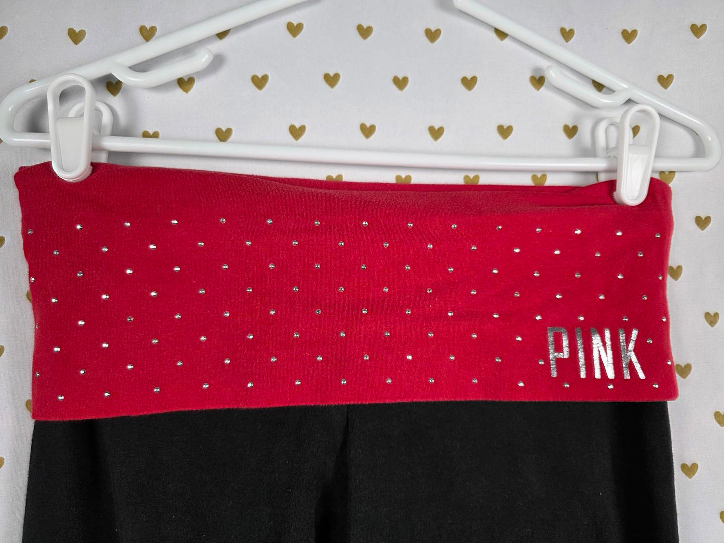 Victorias Secret PINK Studded Skinny Red FOLDOVER Yoga Pants SMALL VINTAGE