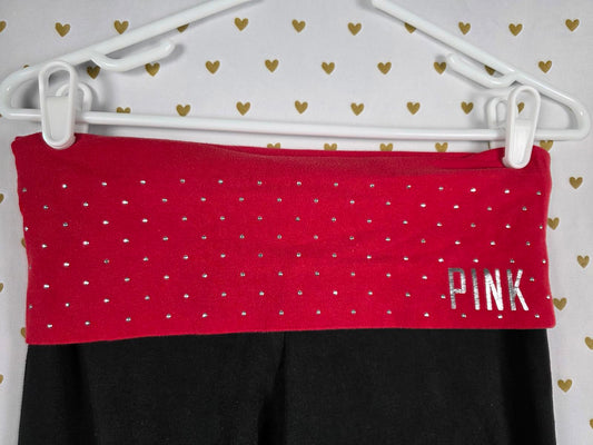 Victorias Secret PINK Studded Skinny Red FOLDOVER Yoga Pants SMALL VINTAGE
