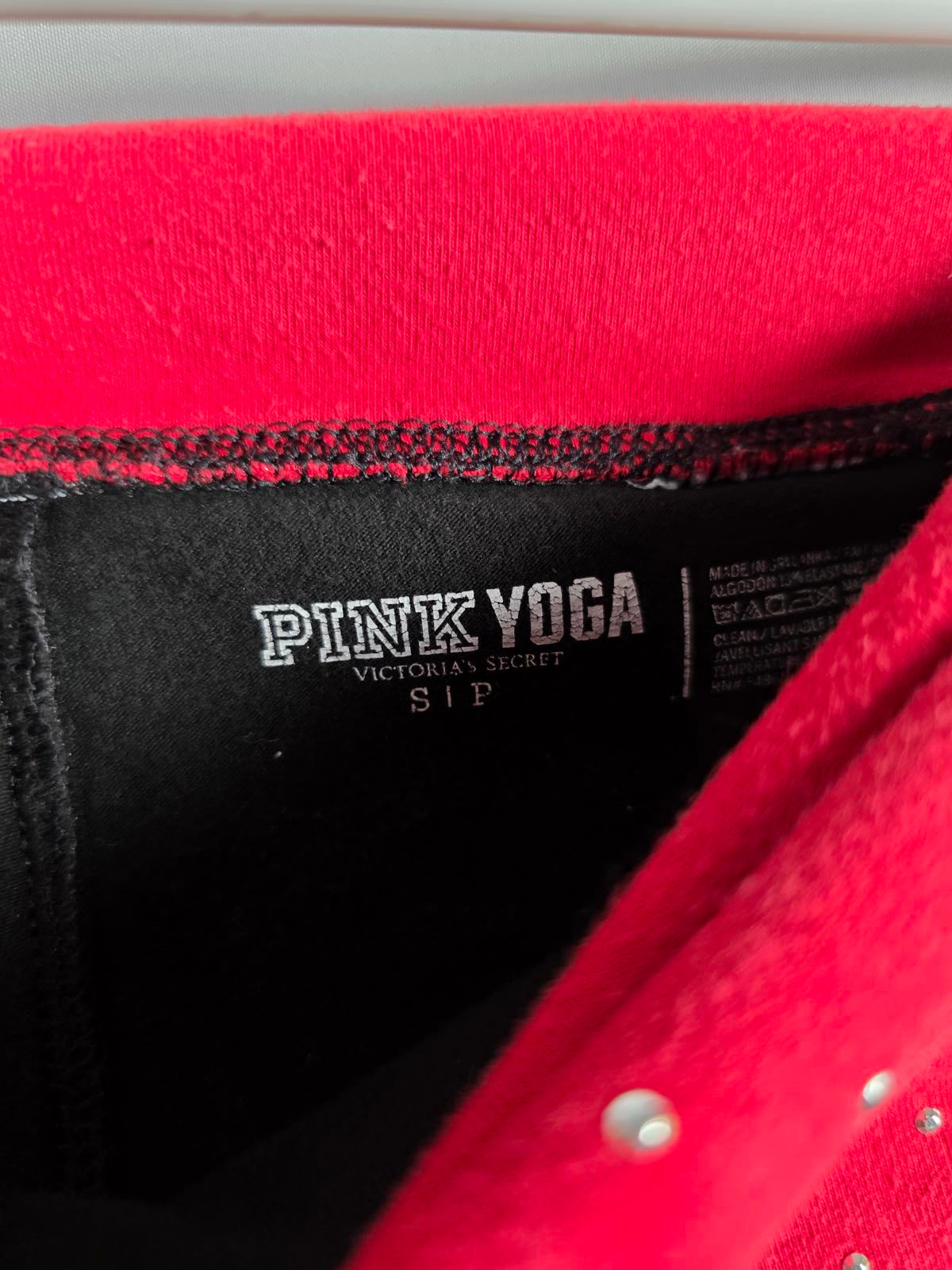 Victorias Secret PINK Studded Skinny Red FOLDOVER Yoga Pants SMALL VINTAGE