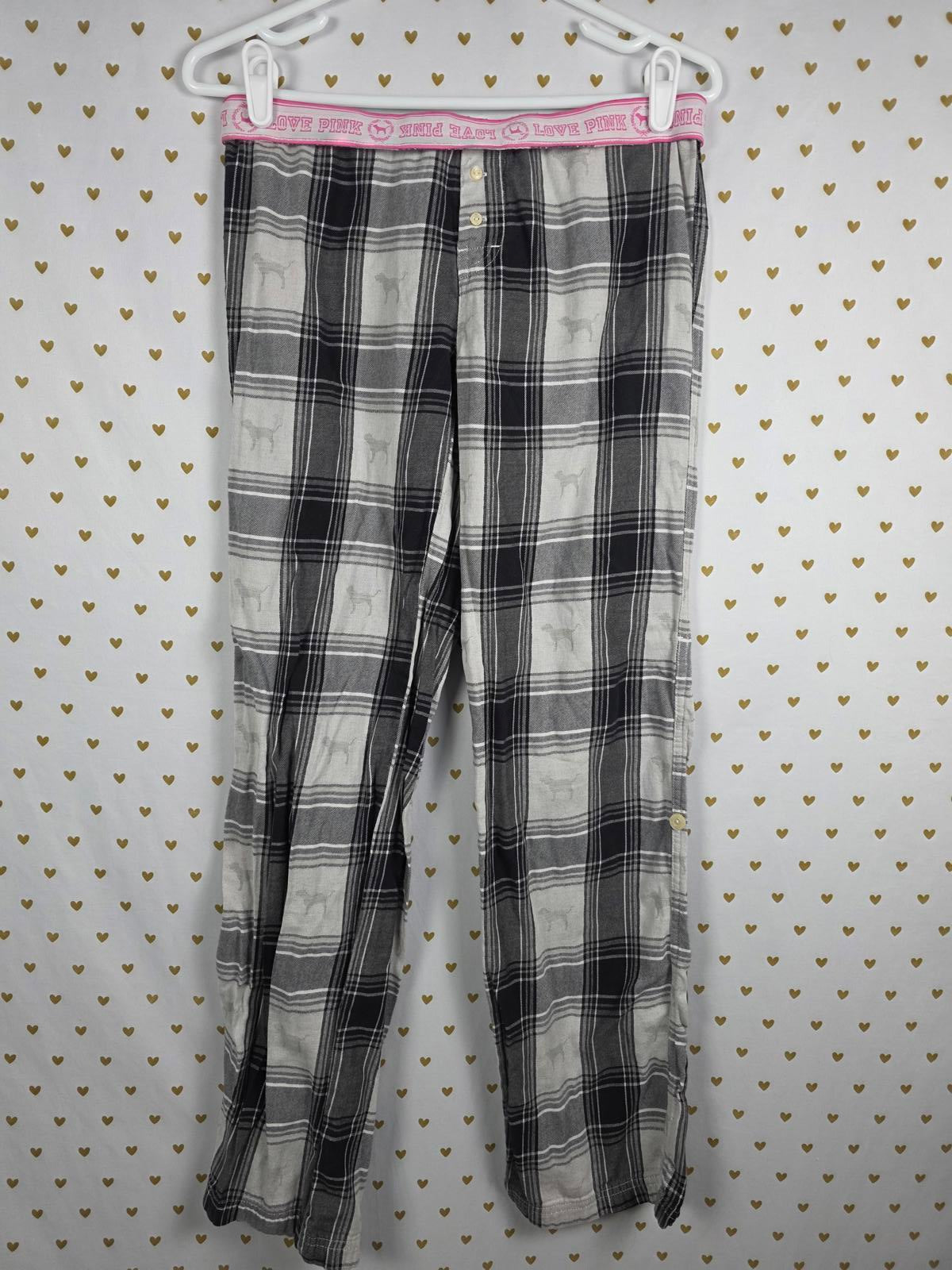 Victorias Secret VINTAGE PLAID Y2k Sleep Pajama Pants Foldover  Cotton SMALL