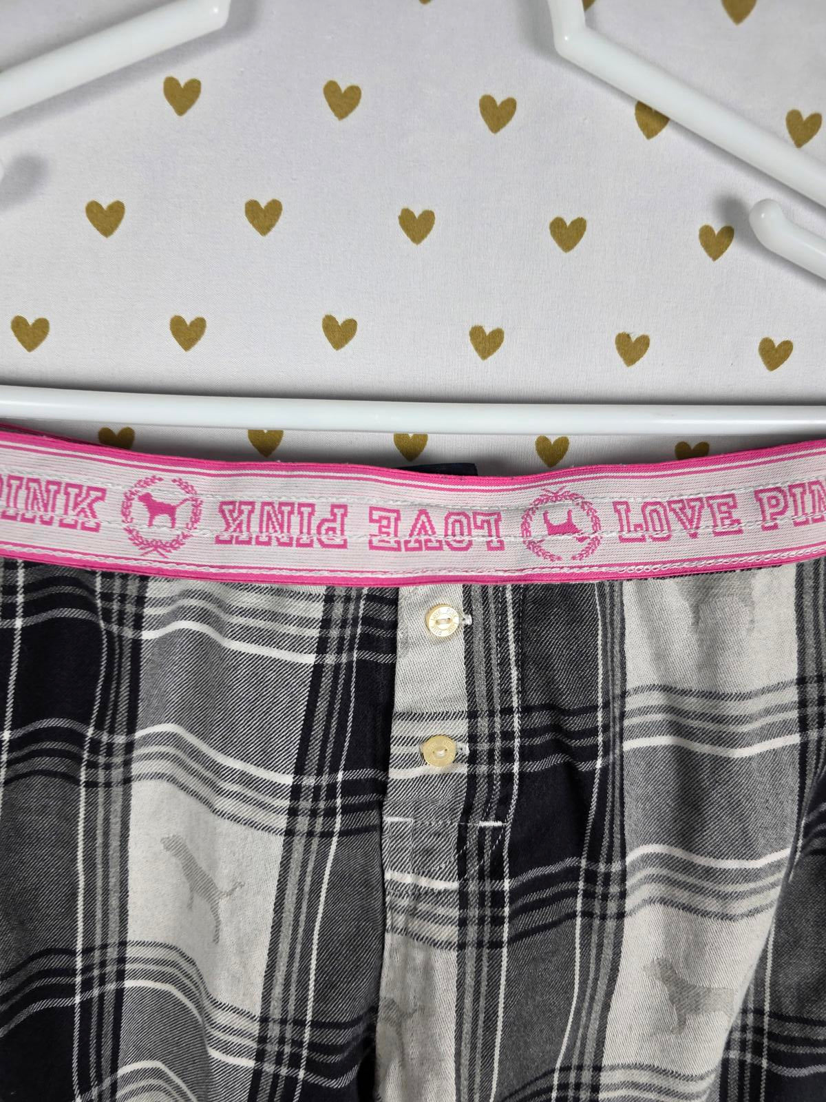 Victorias Secret VINTAGE PLAID Y2k Sleep Pajama Pants Foldover  Cotton SMALL
